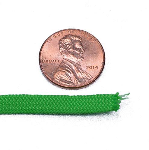 BORED? PARACORD! Coreless/Gutted 550 Paracord - Flat Hollow Cord - Whip Makers Computer Cable Sleeve - Neon Green 100 Feet