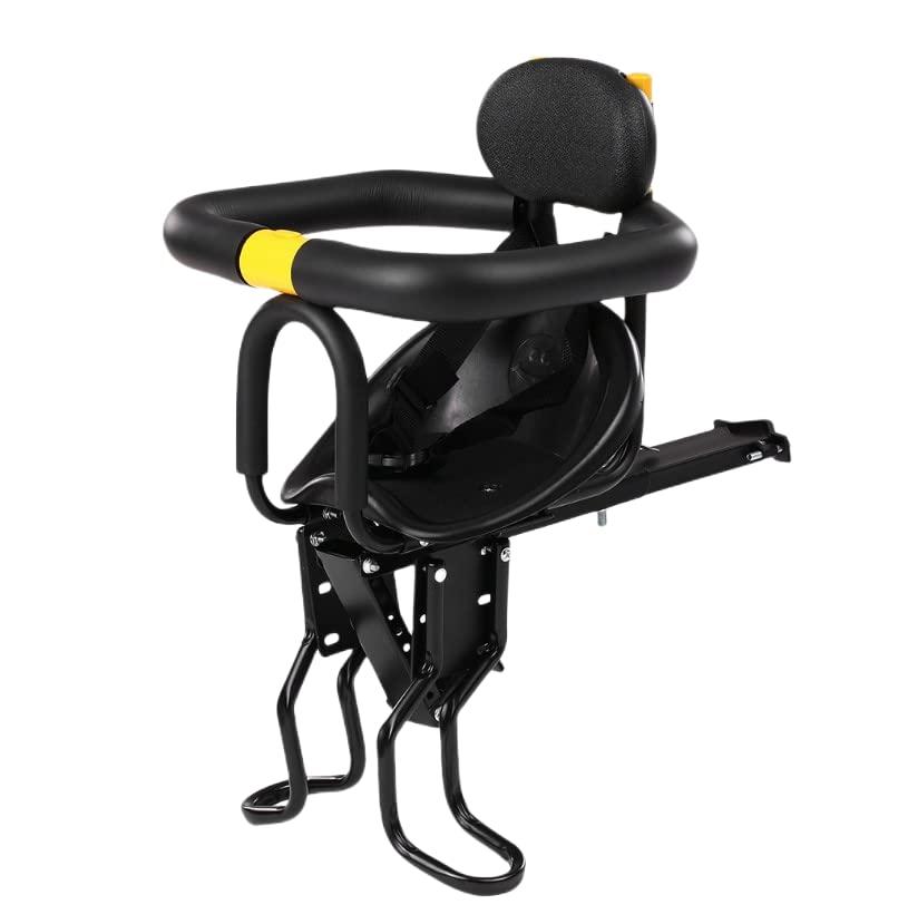 Felixstory Bike Child Seat, Bike Kids Seat with Cushion Backrest Armrest and Fence Guadrail, Electric Bike Child Seat for 2-6 Years Old, High Seat Cushion Backrest Mountain more Safety (Front bar seat)