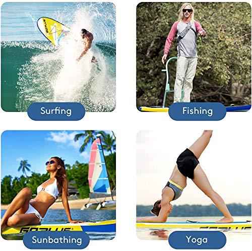 Goplus Goplus Inflatable Stand Up Paddle Board, 11 x 30 x 6 SUP with Accessory Pack, Adjustable Paddle, Carry Bag, Bottom Fin, Hand Pump, Non-Slip Deck, Leash, Repair Kit (Yellow+Blue, 11FT)