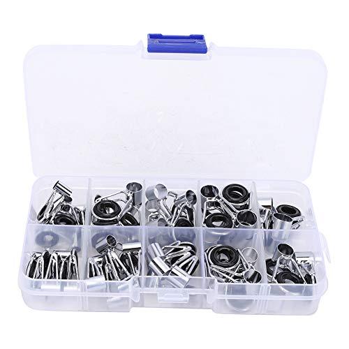 Alomejor Alomejor 90Pcs 9Size Stainless Steel Ceramics Fishing Rod Guides Fishing Rod Guides Tips Parts Fishing Rod Repair Kit