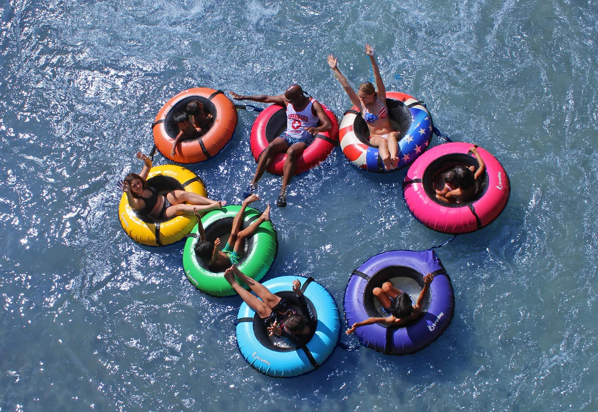 Bradley Pack of Two Bradley Heavy Duty Tubes for Floating The River; Whitewater Water Tube; Rubber Inner Tube with Cover for River Floating; Linking Tandem River Tubes; River raft Tube Red