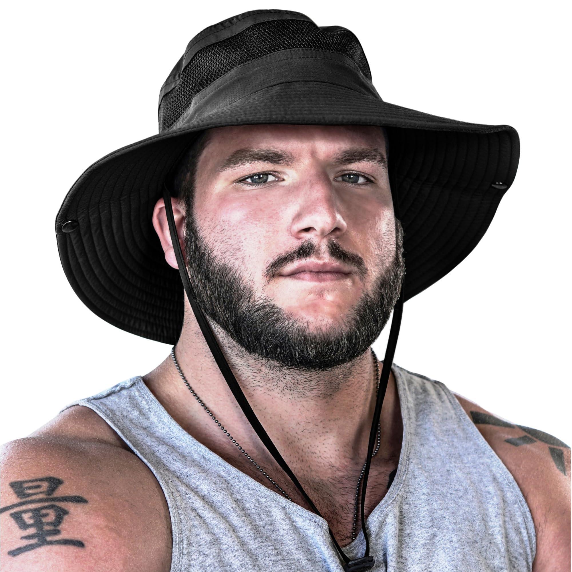 GearTOP GearTOP Wide Brim Sun Hat for Womens and Mens Sun Hats - UV Protection Fishing Hat Safari Hat for Hiking Gardening & Beach Black