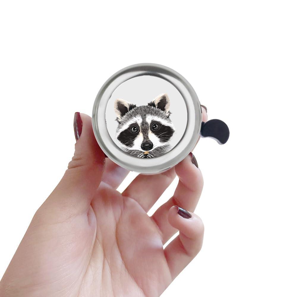 WIRESTER WIRESTER Silver Aluminum Round Bike Bell, Classic Ring Bicycle Bell, Bike Accessories Bell Ring for Adults Kids Girls Boys - Raccoon