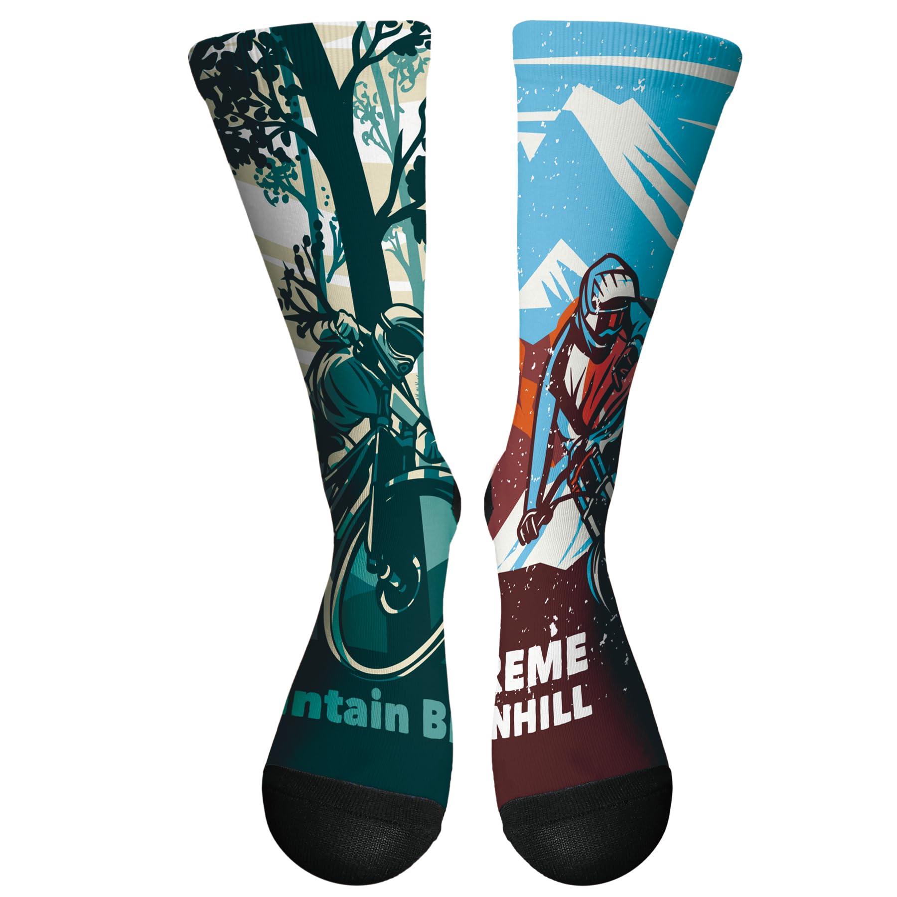 RUYICOCO RUYICOCO Mens Dress Socks Funny Idea Mountain Bike Socks Men Novelty Crew Socks - Men's Novelty Socks Eye-Mountain Biking Gifts For Men For The Modern Man.