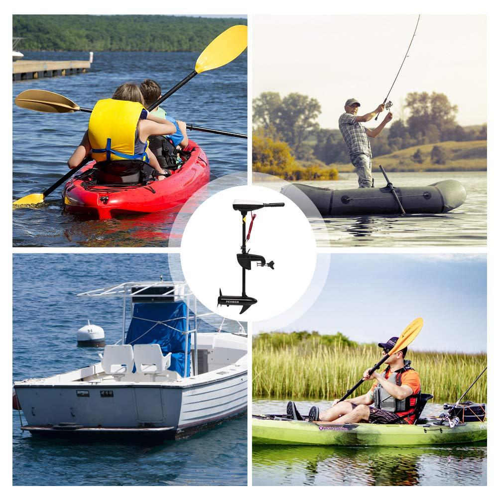 PEXMOR PEXMOR 55LBS Thrust 8 Speed Electric Trolling Motor, Electric Outboard Boat Motor w/Adjustable Handle & LED Indicator, Transom Mounted for Saltwater, Kayak, Fishing Boat