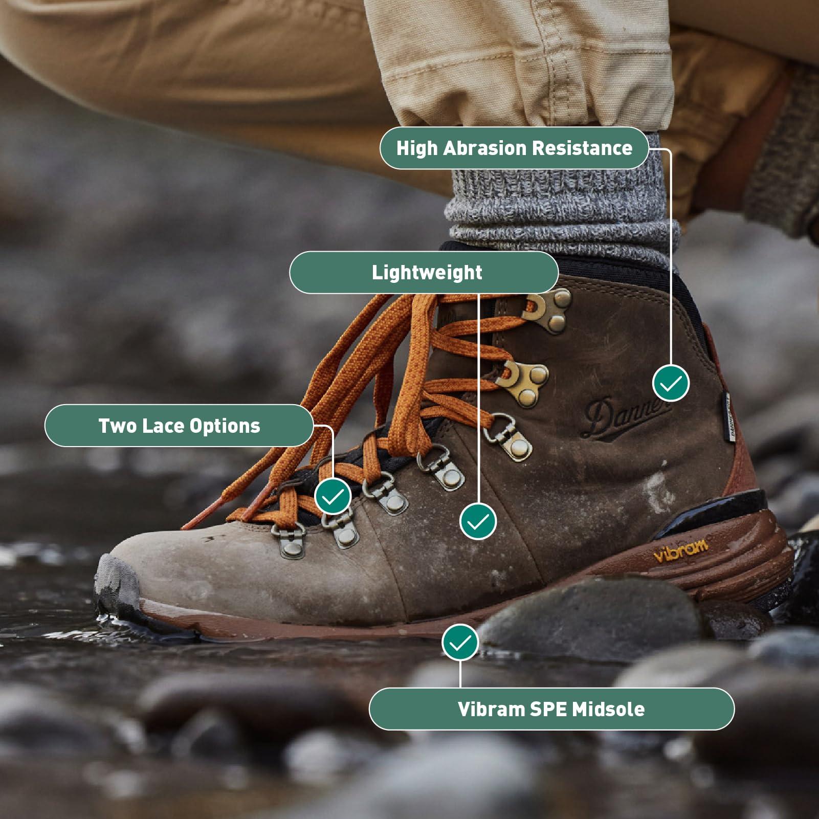 Danner Danner Mountain 600 Hiking Boots for Women - Waterproof, Durable Suede Upper, Breathable Lining, Triple-Density Footbed & Vibram Traction Outsole, Black/Khaki - 9.5 M