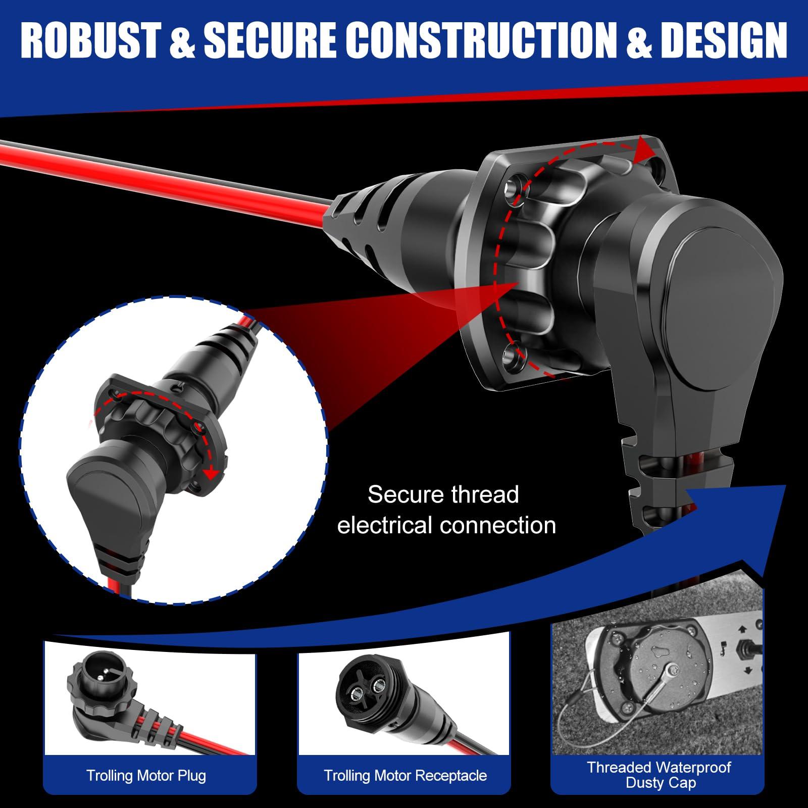 Moestoont 1865120 MKR-28 Trolling Motor Plug and Receptacle Compatible With Minn Kota Freshwater and Saltwater Trolling Motors 12V/24V/36V/48V Male Female Trolling Motor Connector Watertight Quick Connect