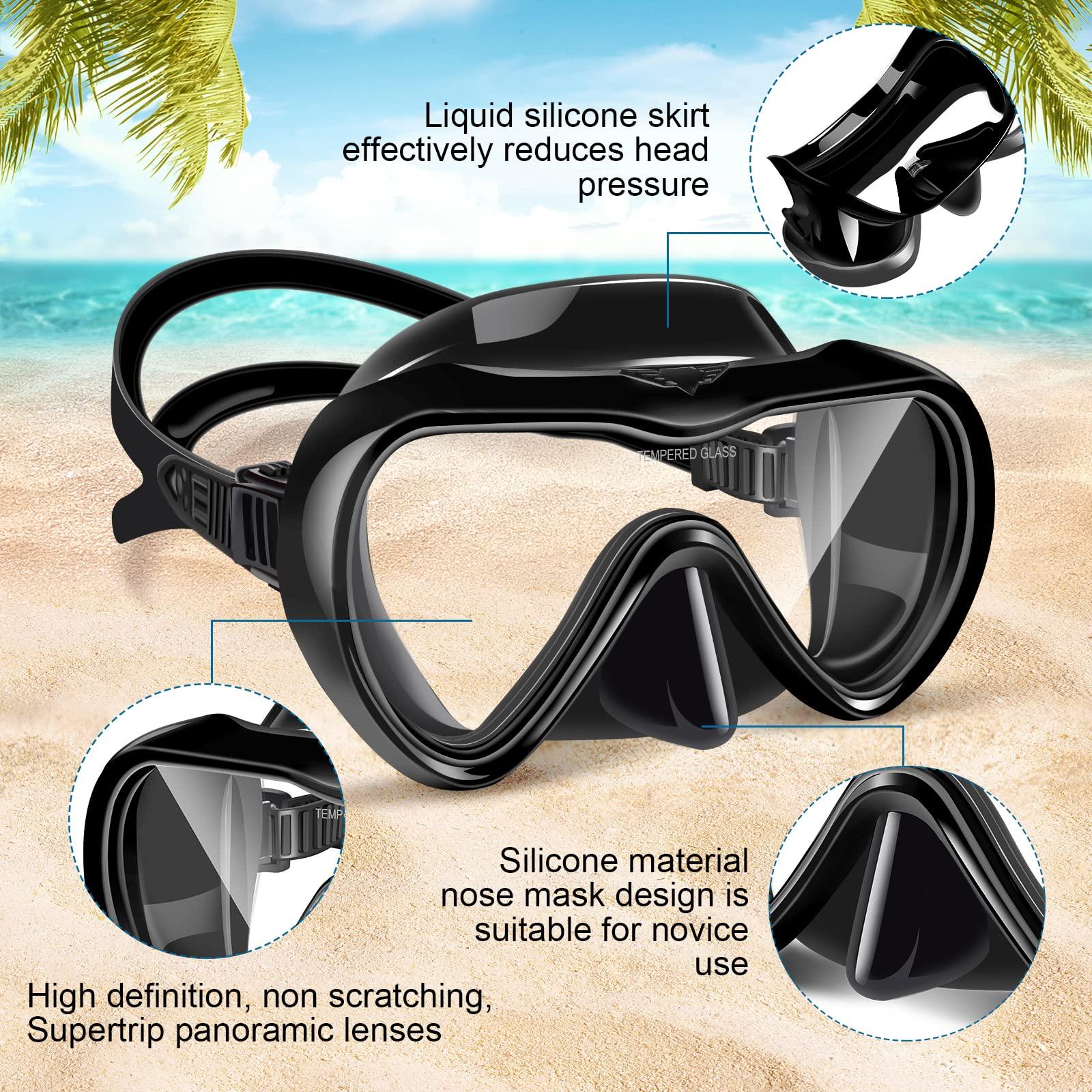 Supertrip Supertrip Adult Swim Goggles Swimming Goggles, 2 Pack Snorkel Mask Diving Mask with Nose Cover, Tempered Glass Scuba Swim Mask Snorkeling Mask for Adult Men Women Youth