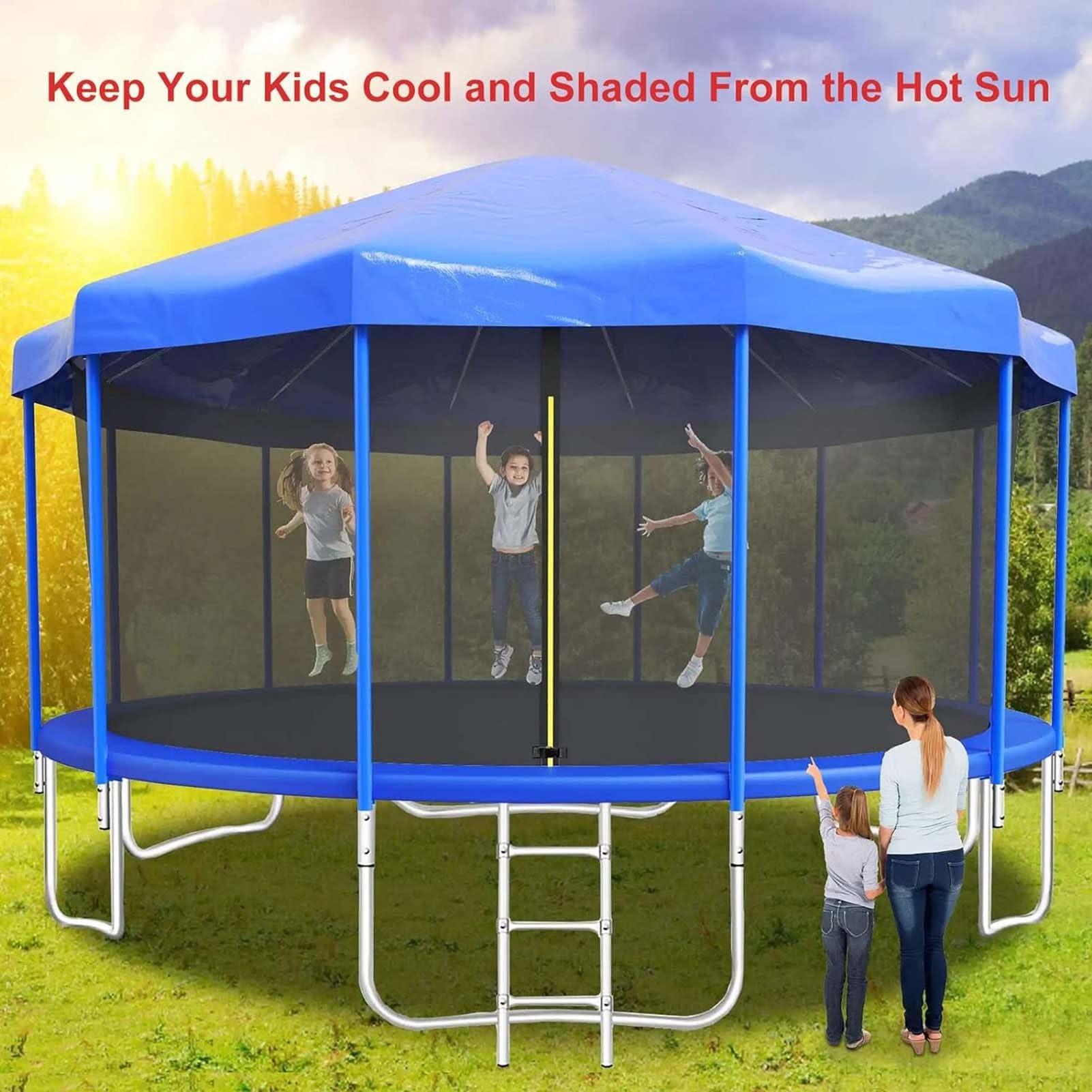 AISHULEI Trampoline Canopy Tent Shade Cover With Frame For 6ft, 8ft, 10ft, 12ft, 14ft, 16ft Trampolines Top Cover Accessories, Outdoor Sports Sun Shade Top Cover Roof - Sunshade, Rain And Snow ( Size : 10ft )