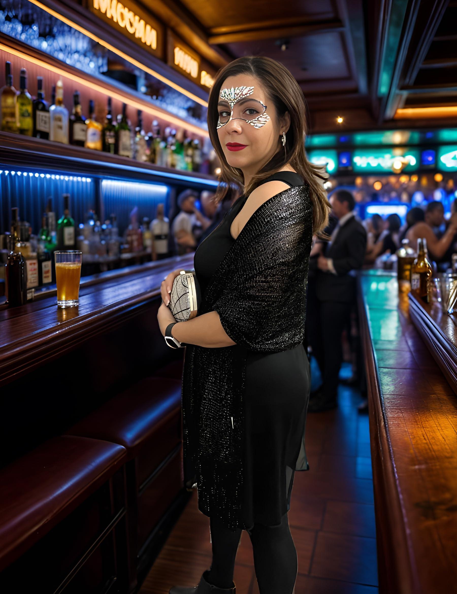 Rheane Rheane Shawls and Wraps for Evening Dresses and Weddings - Formal Black Shawls with Black Glitter