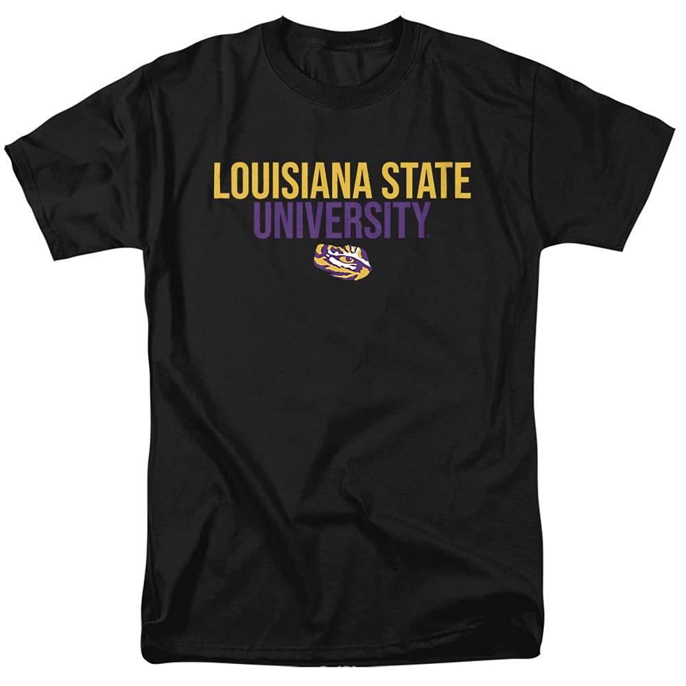 Louisiana State University Louisiana State University LSU Official Stacked Unisex Adult T-Shirt, Black, 3X-Large