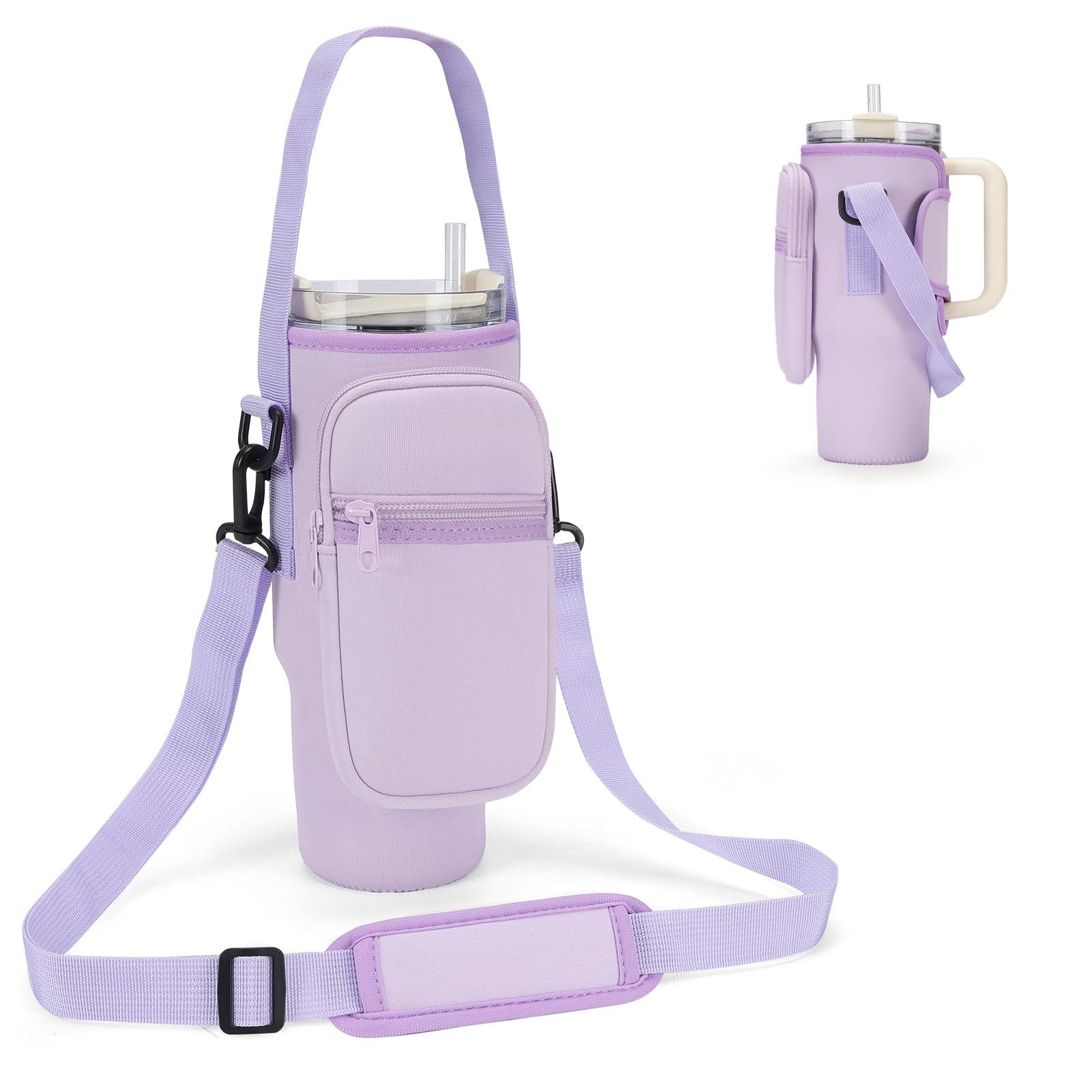 GOEWY GOEWY Water Bottle Carrier Bag for Stanley 30 oz Tumbler with Phone Pocket Neoprene Water Bottle Holder with Shoulder & Handheld Strap Stanley Cup Accessories