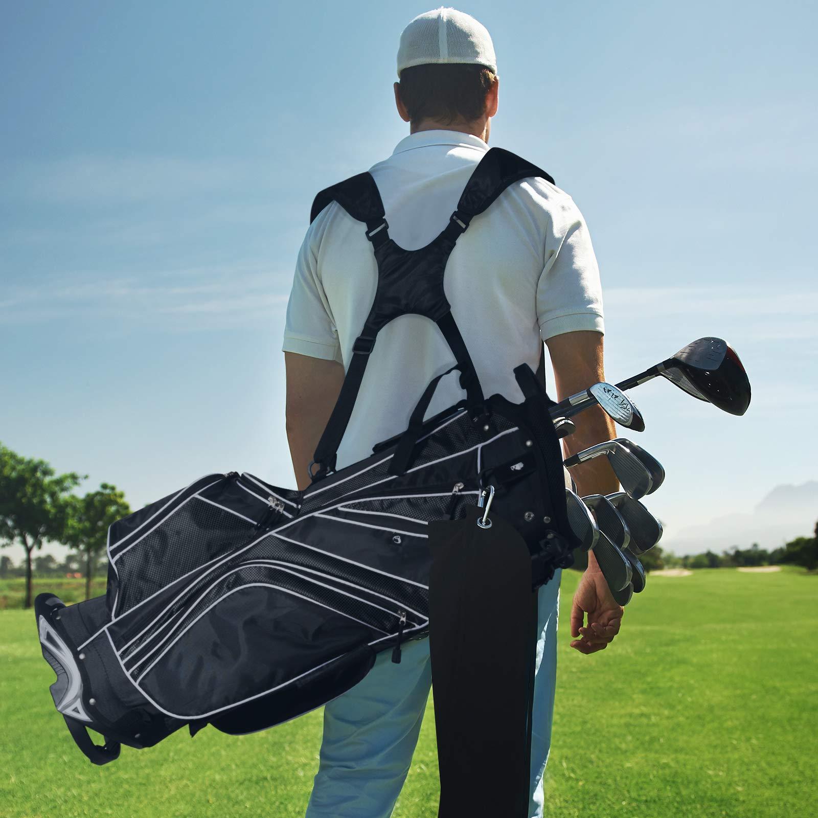 Tangkula Tangkula Golf Stand Bag with 6 Way Top Dividers, Lightweight Golf Bag with Adjustable Dual Strap & 8 Pockets, Waterproof Rain Hood, Portable for Men Women