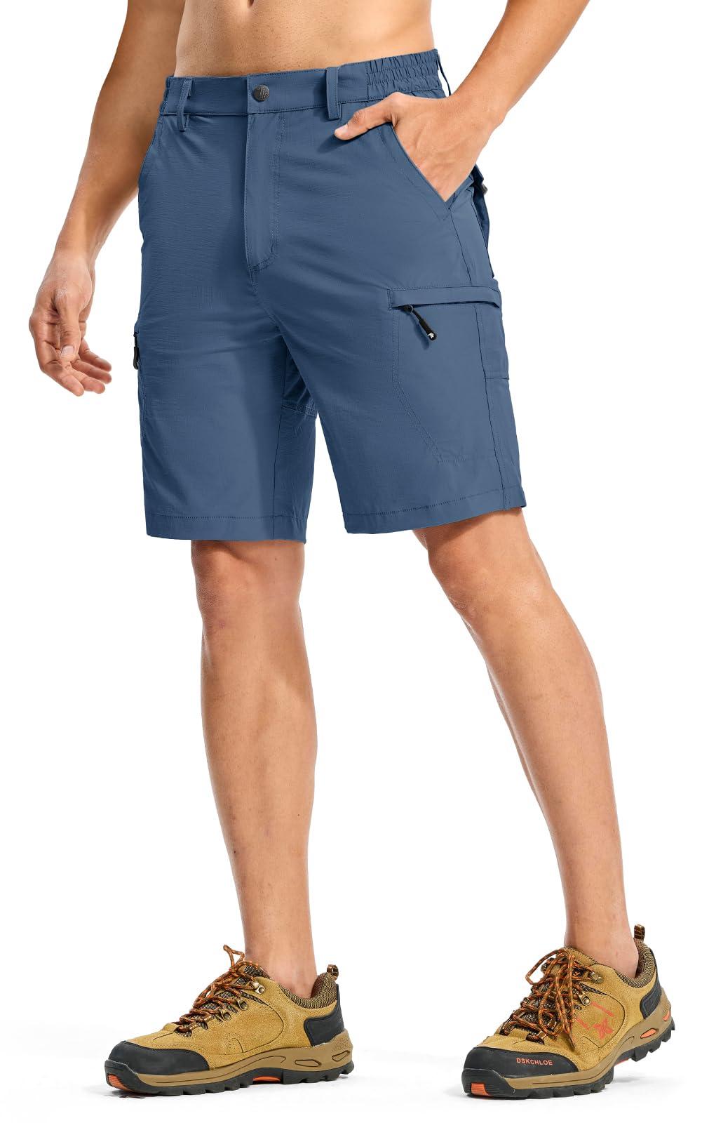 Rdruko Rdruko Men's Hiking Cargo Shorts 9" Quick Dry Lightweight Travel Work Casual Shorts with Zipper Pockets Pockets(Denim Blue, US 40)