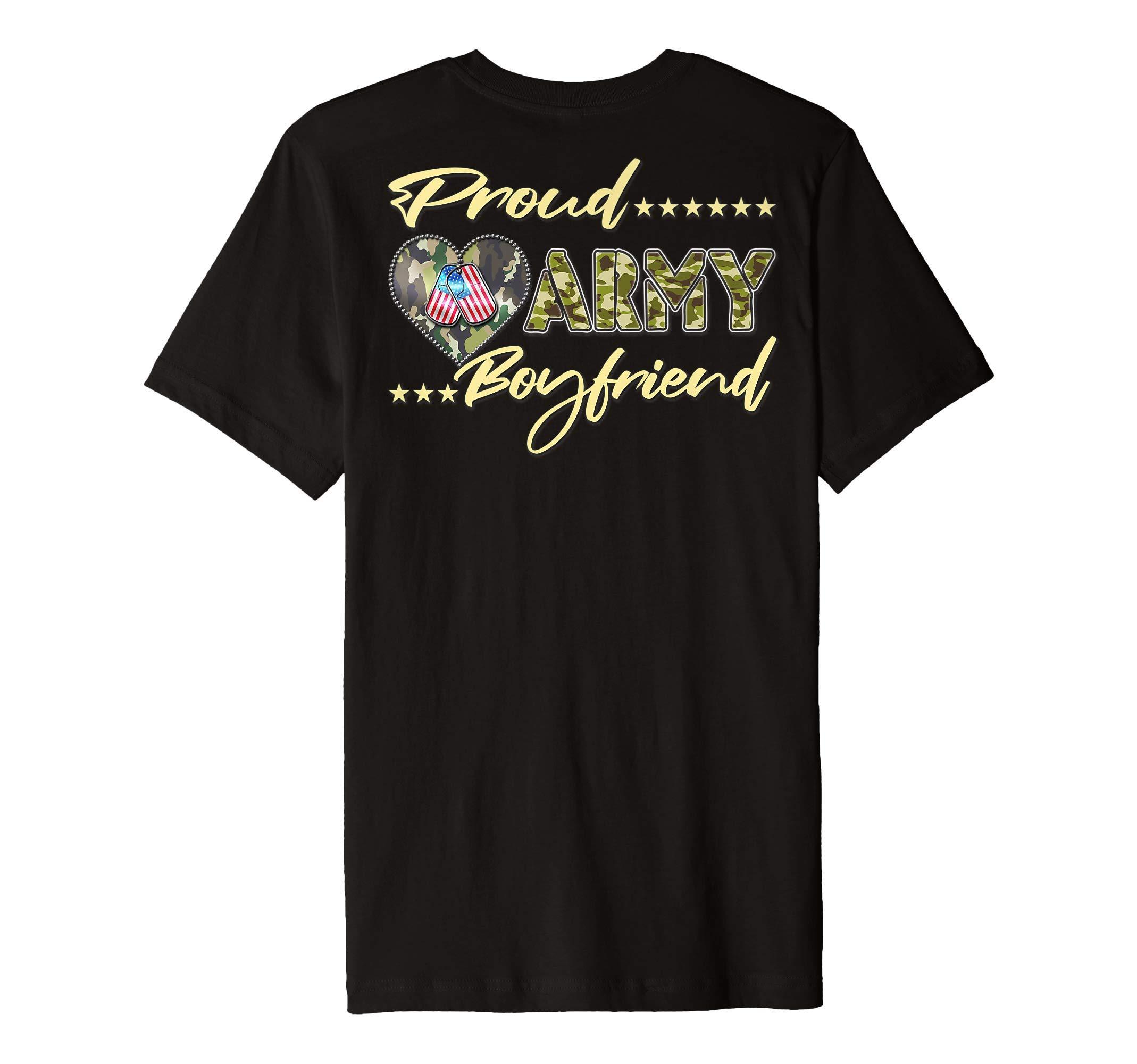 Proud Army Family by TCorner Mens Proud Army Boyfriend - US Flag Dog Tags Heart Military Lover Premium T-Shirt