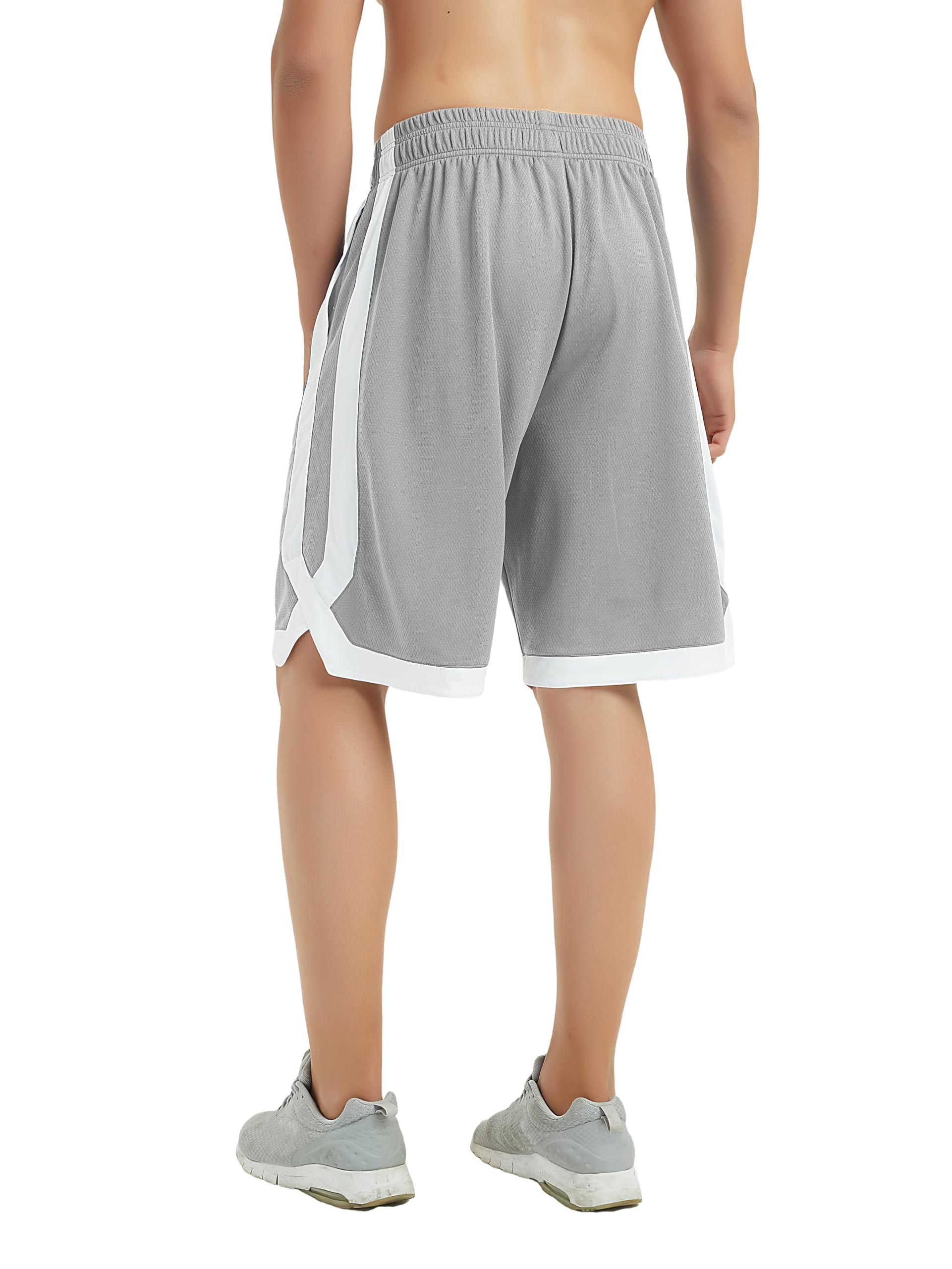 TOPTIE TopTie Men\'s 7\" Mesh Basketball Shorts with Pockets, 2-Tone Active Athletic Shorts, Workout Shorts for Adult-Grey-XXL