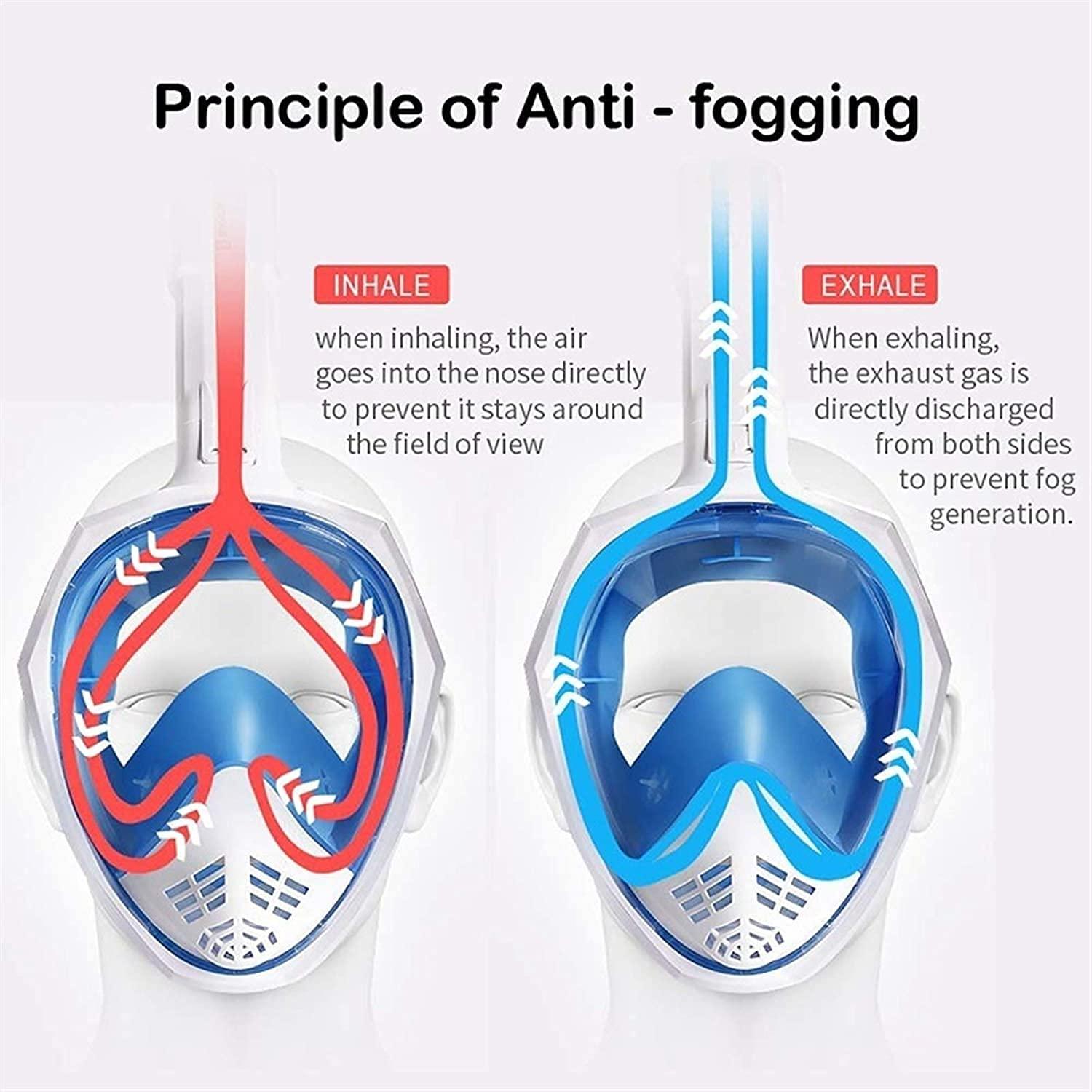 Goggles Dive Mask Diving Mask Scuba Mask Safe Underwater Anti Fog Full Face Snorkeling Mask Swimming Snorkel Diving Equipment for Women and Men LQHZWYC (Color : White, Size : L-XL)
