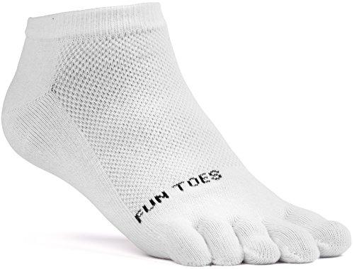 FUN TOES FUN TOES Women's Cotton Toe Socks-Breathable-6 PAIRS Pack-Size 9-11-Lightweight (3 Black/ 3 White)