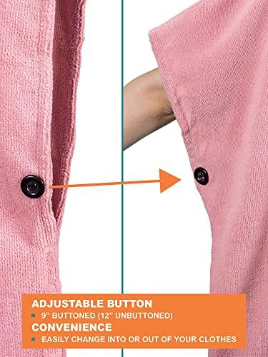 SUNCUBE SUN CUBE Surf Poncho Changing Robe with Hood, Thick Quick Dry Microfiber Wetsuit Changing Towel for Surfing Beach Swim Outdoor Sports Women, Absorbent Wearable Towel Cover Up with Pocket, Pink