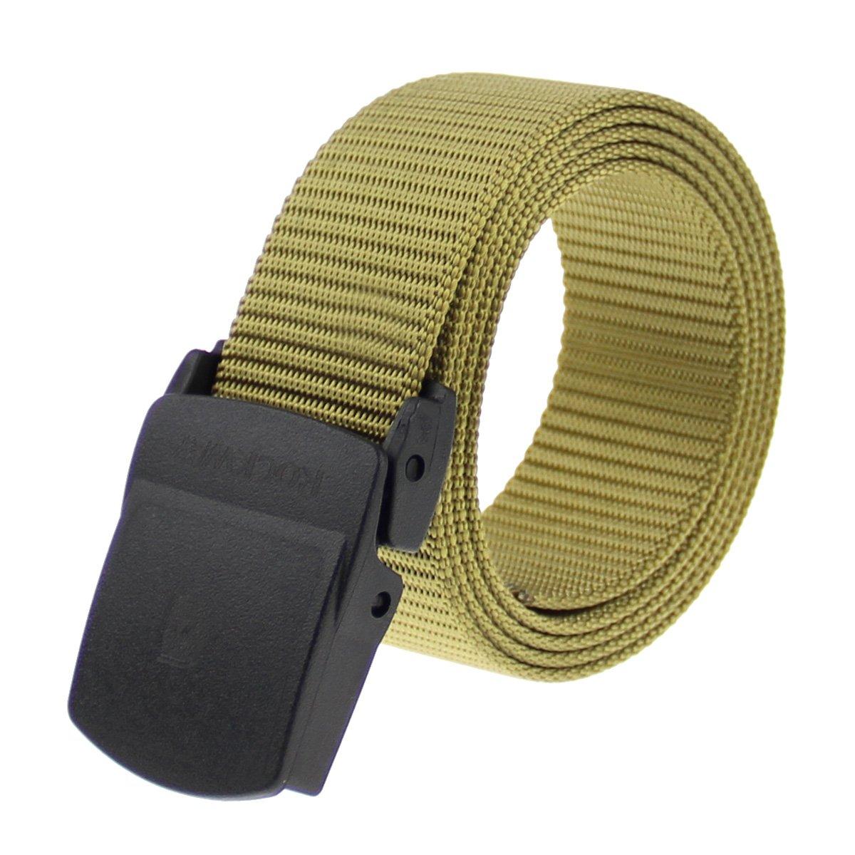 Rockway Rockway Men's Nylon Webbed Belt with YKK Dupont Plastic Buckle, Nickel Free Airport Friendly Khaki (X-Large)