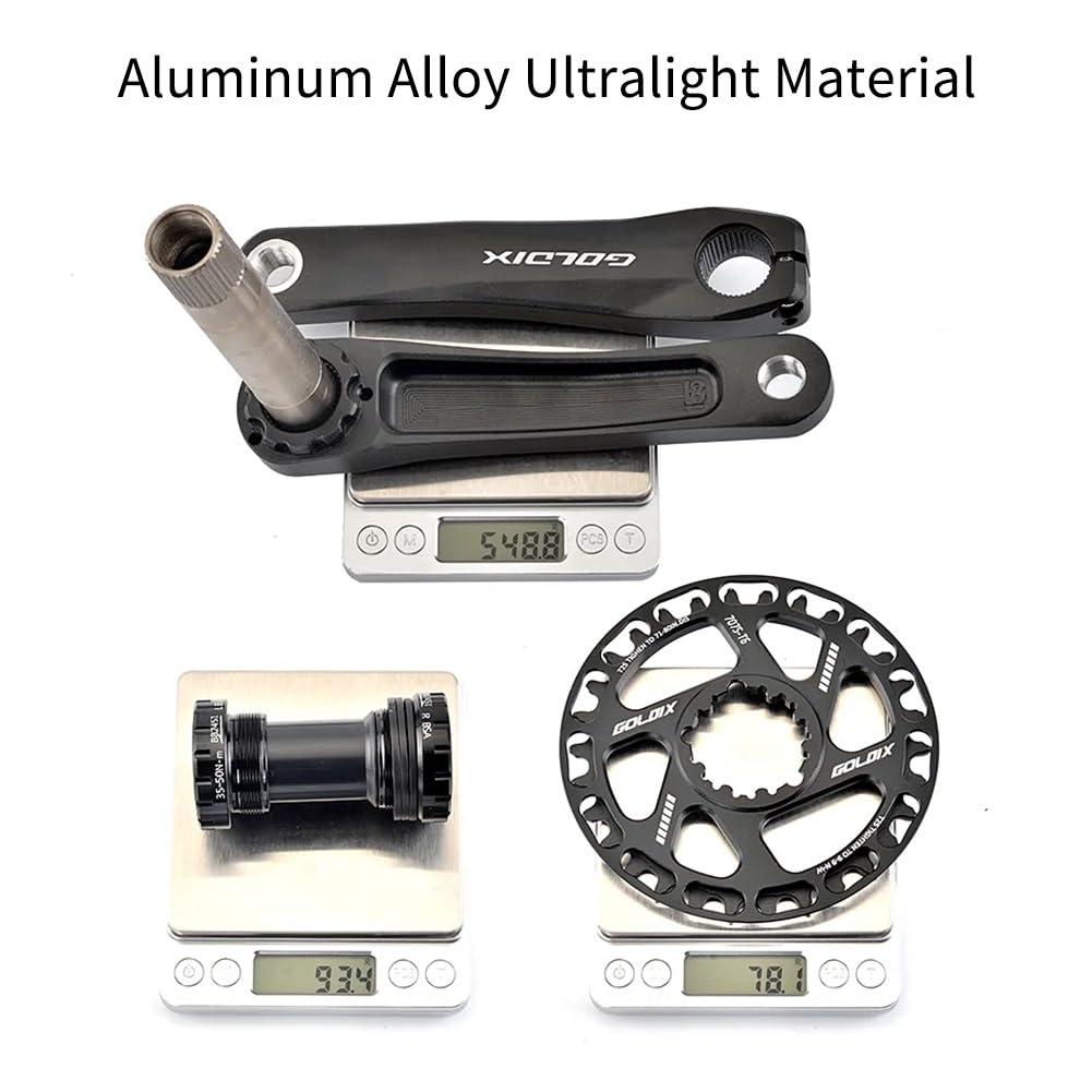 MLIKYRGK Childrens Mountain Bike Crankset,110/127/140/150/155/160MM GXP Bike Crank Arms,Hollow Integrated Folding Bicycle Crank,Wide 28/30/32/34/36T Single Speed Round Narrow Chainring 7-12S With BB(30T,110mm)