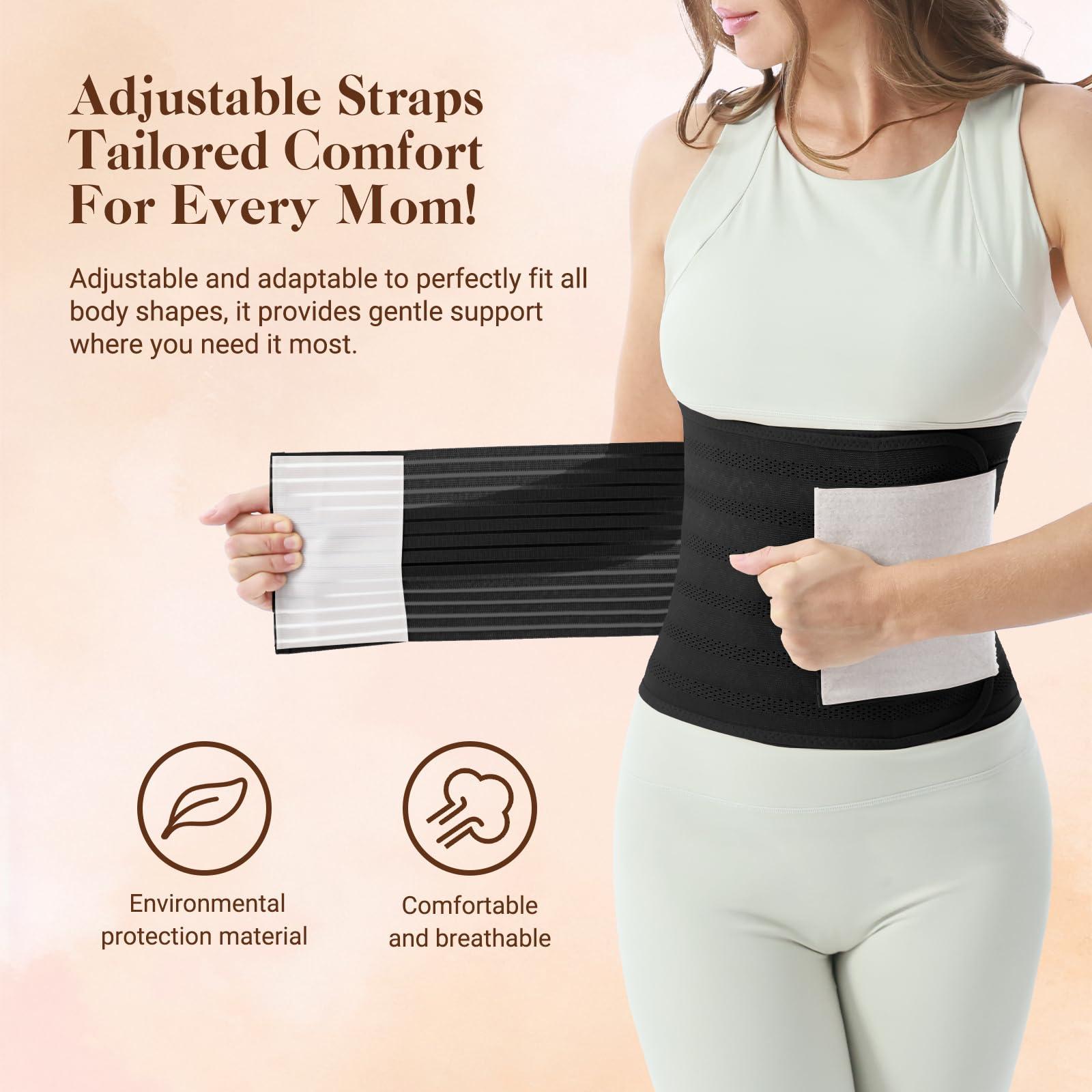 Trendyline Trendyline Postpartum Belly Band for Women: Abdominal Binder Post Surgery Stomach Compression Support Belt - Post Partum Waist Girdle C Section Recovery Wrap Black