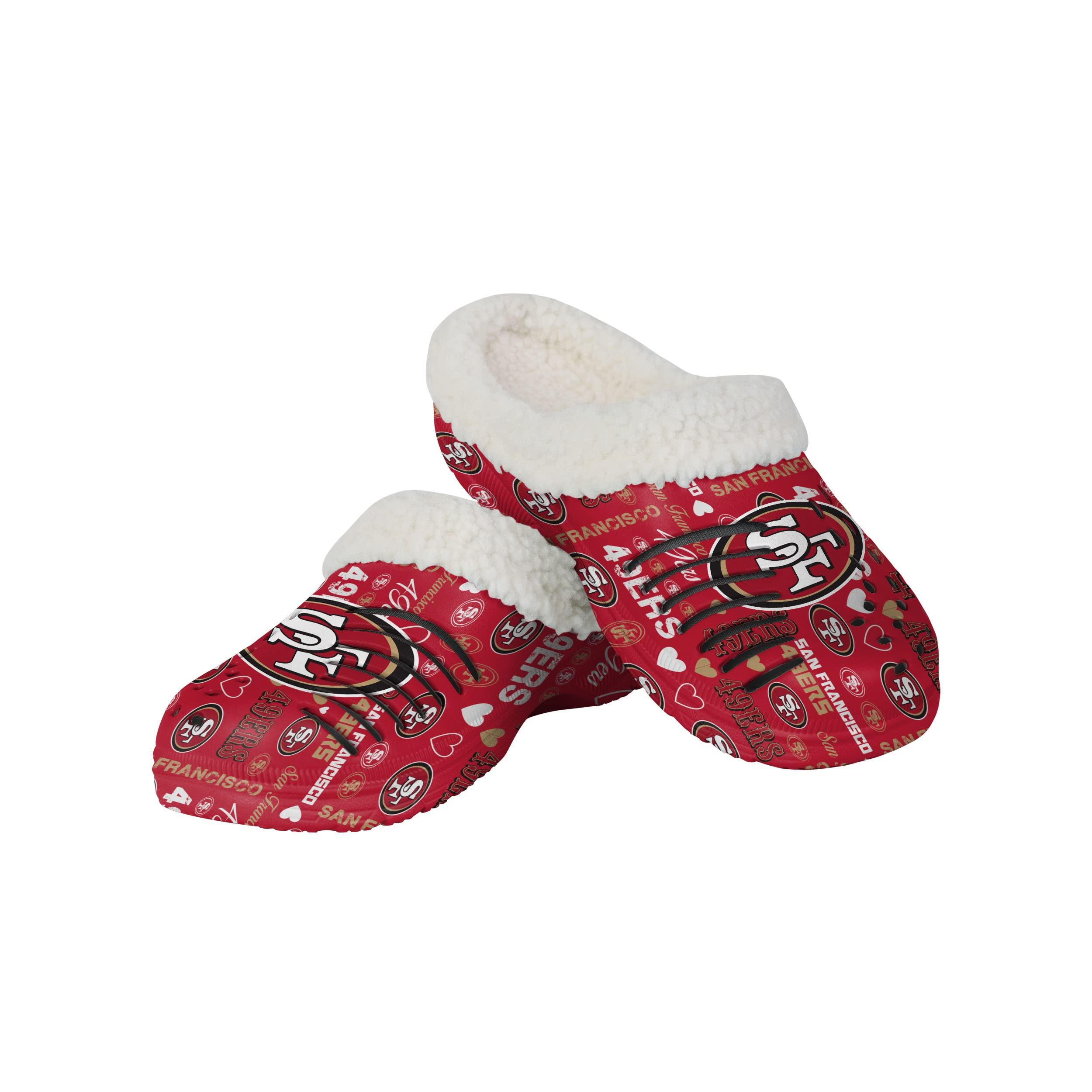FOCO FOCO San Francisco 49ers NFL Womens Sherpa Lined Logo Love Clog - S