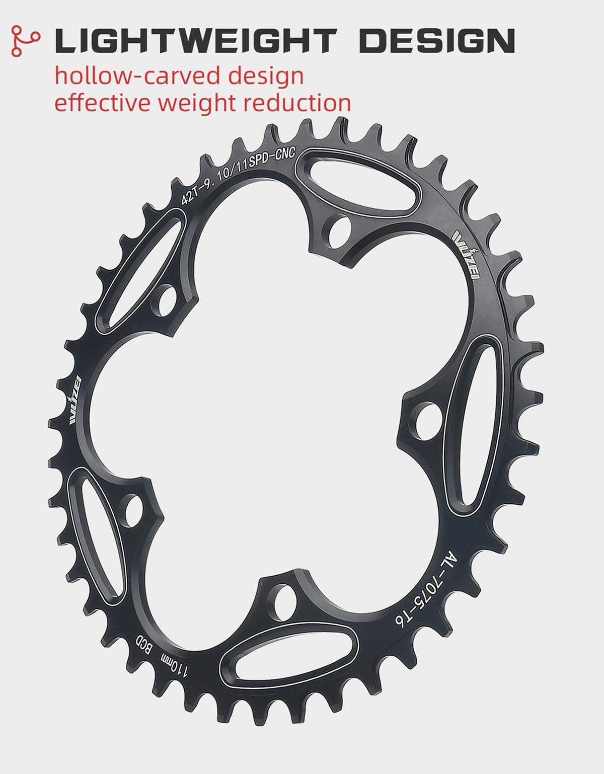 KTKEET KTKEET 110/130 BCD Chainring 36/38/40/42/44/46/48/50/52/54/56/58/60T 5 Screws Round Narrow Wide Bicycle Chainring for 9/10/11 Speed Road Bike Folding Bicycle (110BCD 50T)