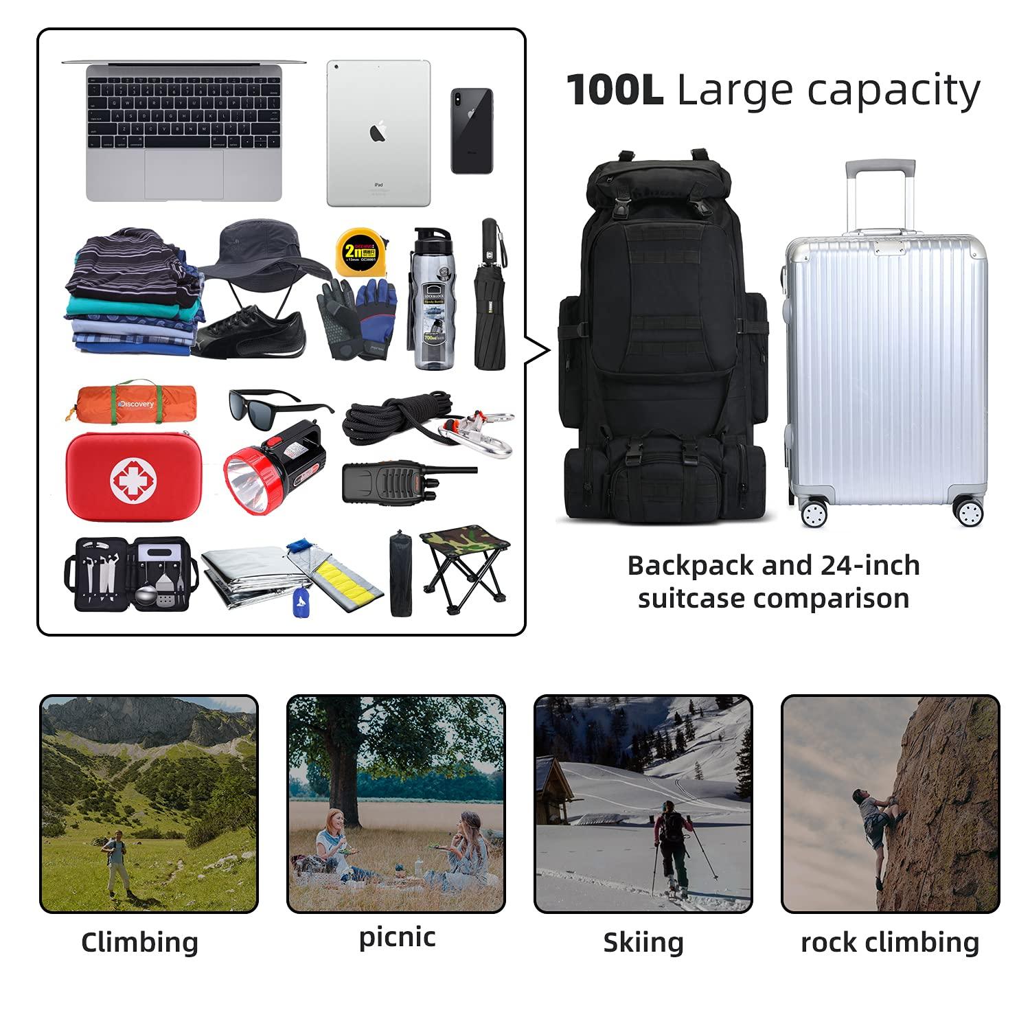 HongXingHai HongXingHai 100L Camping Hiking Backpack,Molle military Tactical rucksack backpack,Waterproof Lightweight Hiking Backpack