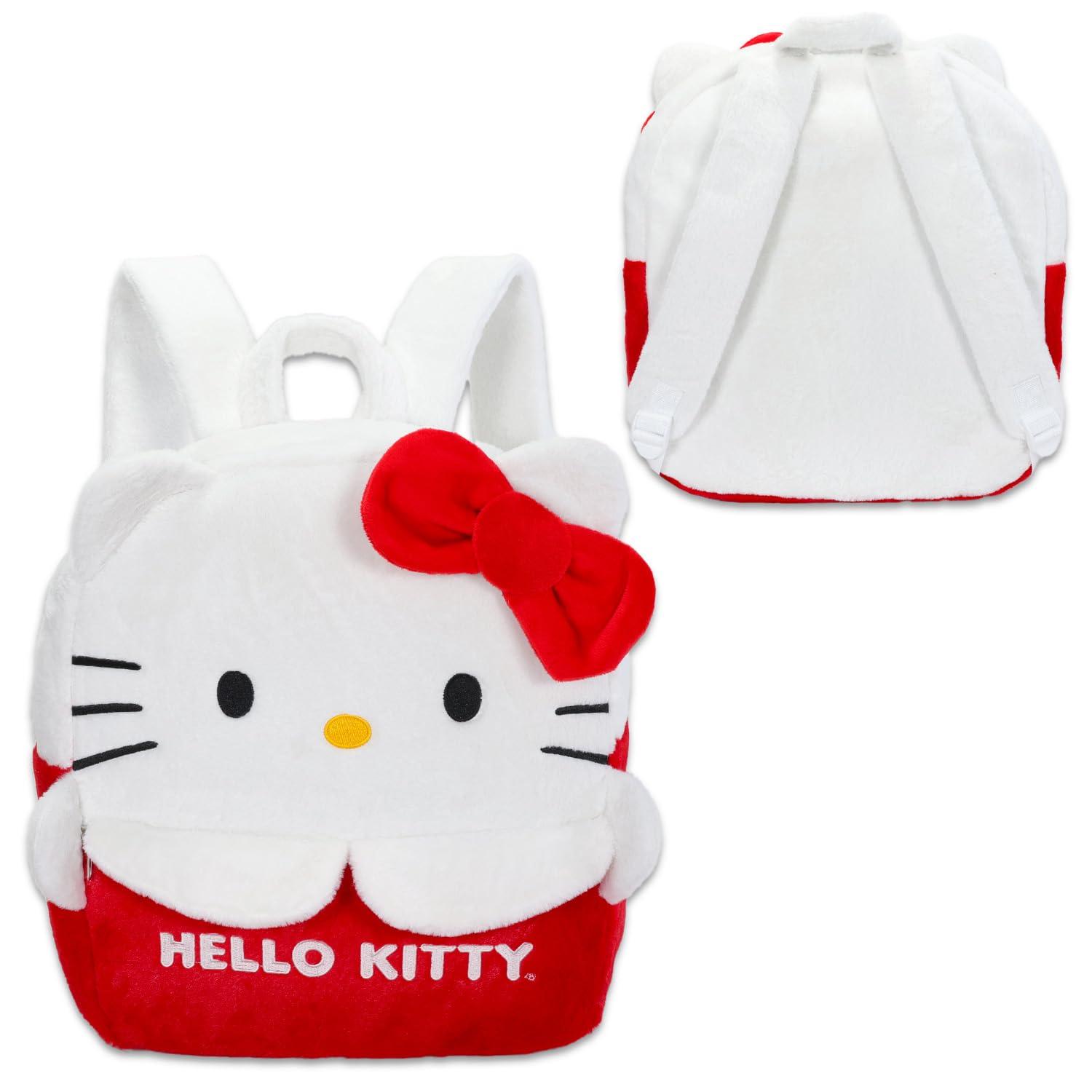 SANRIO Hello Kitty Plush Backpack Set - Bundle with 15" Sanrio Plushie Backpack Doll with Carrying Straps Plus Tattoos, Stickers, and More for Kids