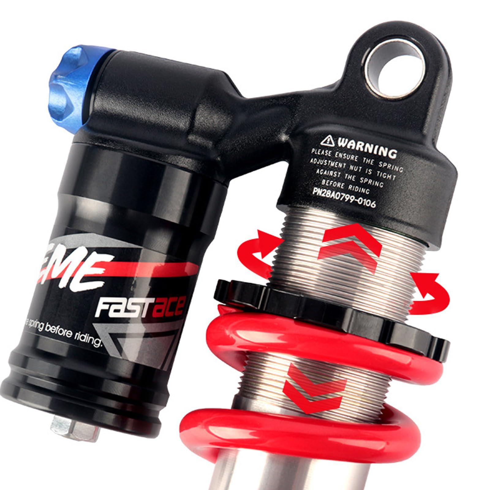 JFOYH JFOYH Adjustable Oil+Coil Spring Rear Shock Suspension, Shock Absorbers for Downhill MTB Bike/E-Bike, 240mm X 550lbs - Red