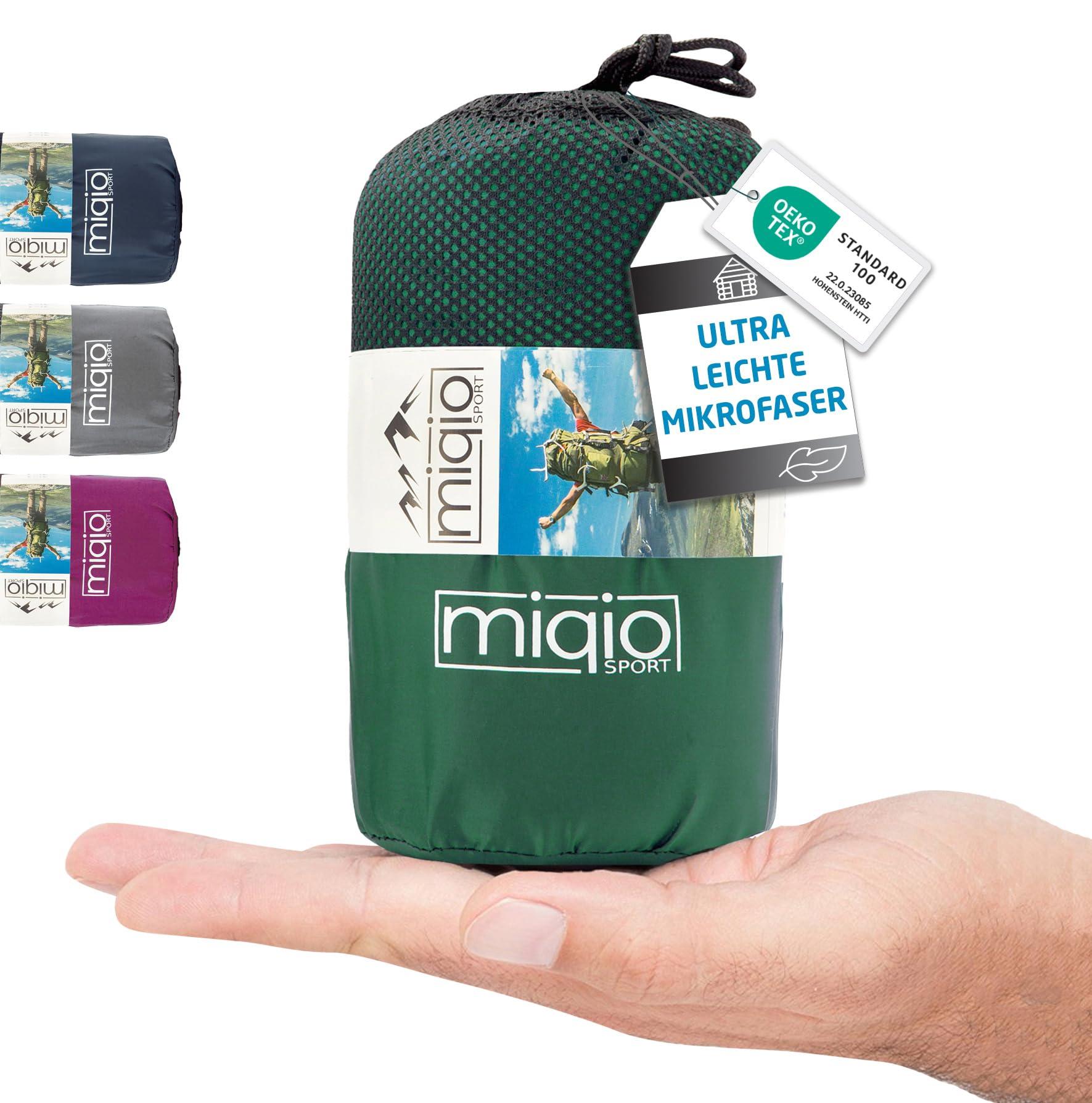 Miqio MIQIO Sport 2-in-1 Sleeping Bag Liner and XL Sized Travel Sheet - Ultra Lightweight Sleep Liner Double Travel Bed Sheet Inlett Inlay - Green Zipper Left