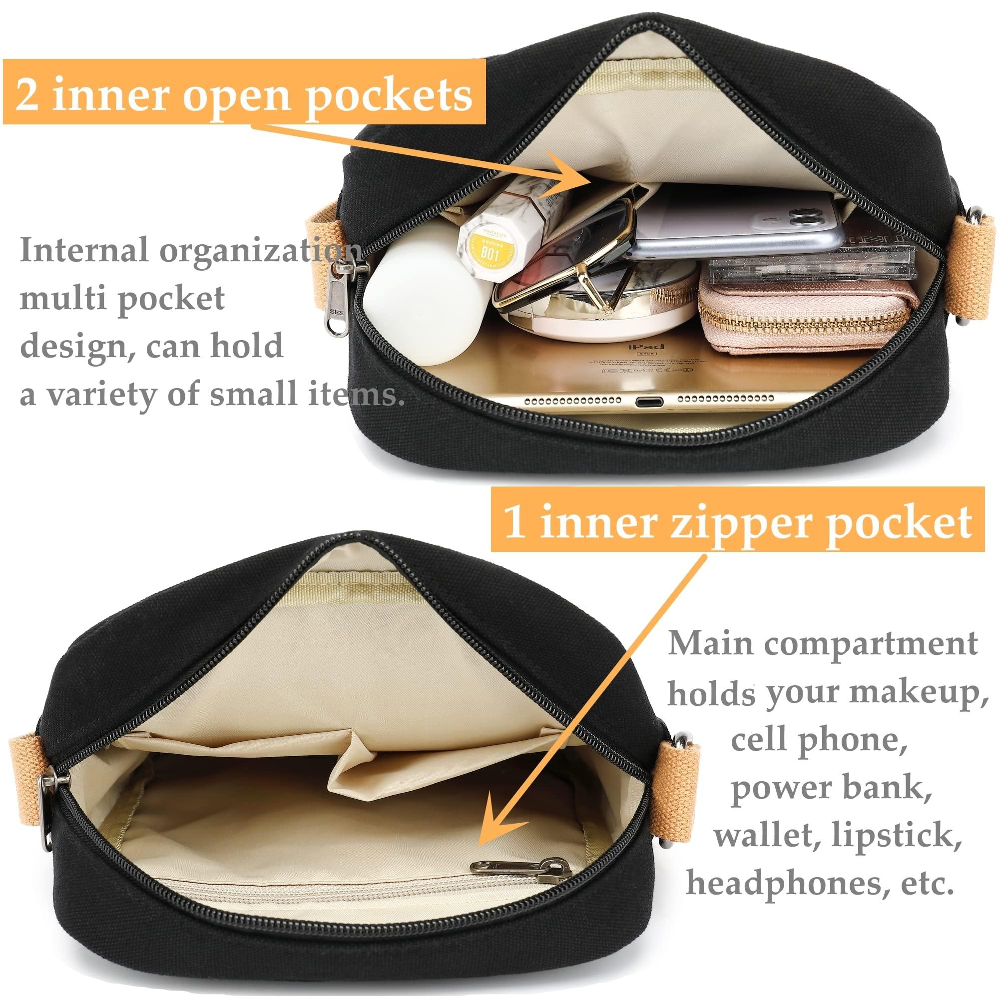 H HIKKER-LINK H HIKKER-LINK Flowers Crossbody Bag and Purse Casual Canvas Shoulder Bag for Women Messenger Bags Daisy Black