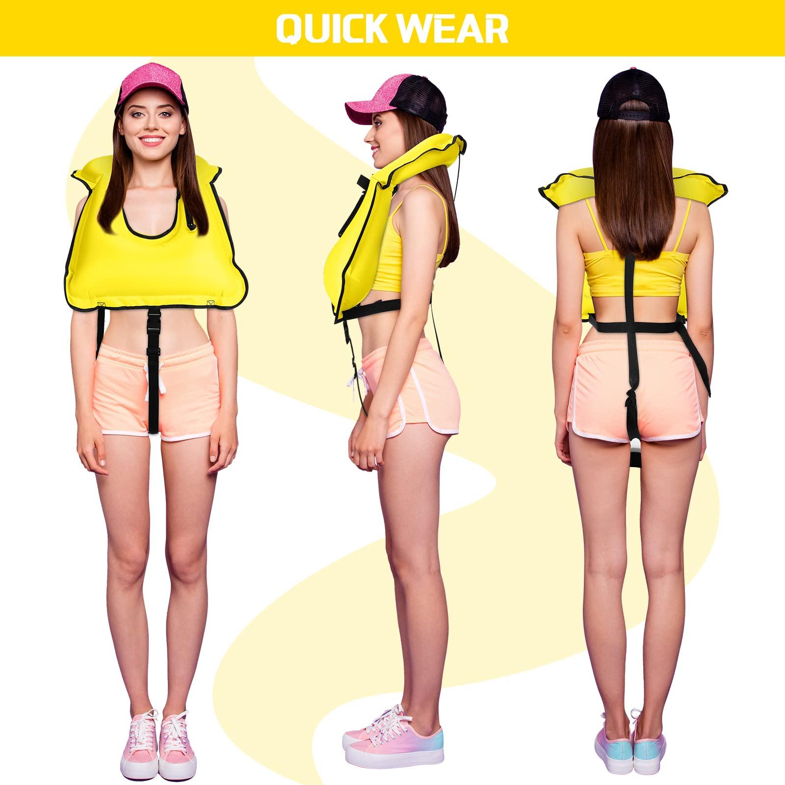 Jerify Jerify 4 Pcs Inflatable Snorkel Vest Adults, Portable Swim Vest Jackets, Adjustable Kayaking Jackets Safety Vests for Snorkeling Swimming Diving Surfing (Yellow)