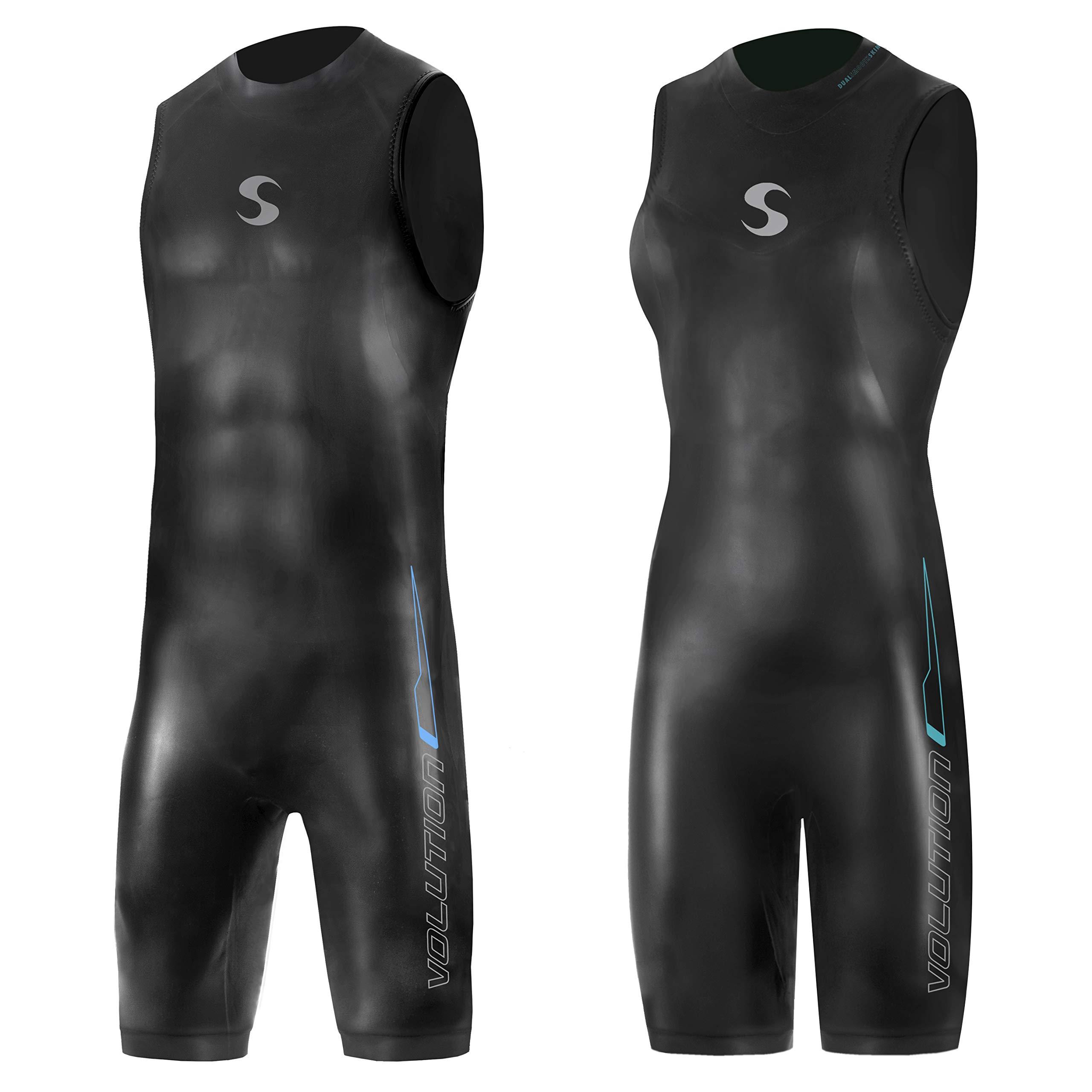 Synergy Synergy Triathlon Wetsuit 3/2mm - Volution Sleeveless Quick John Smoothskin Neoprene for Open Water Swimming Ironman & USAT Approved (Women, Women\'s W3)
