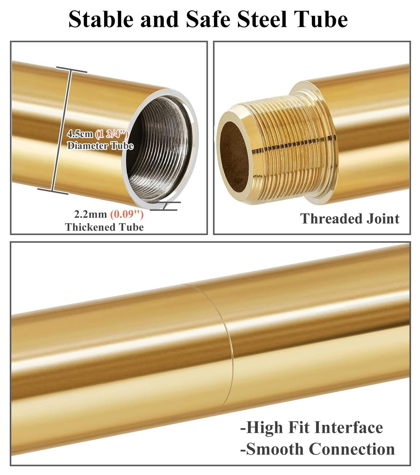 JYDQMOLS Adjustable Height Spinning Pole Gold Portable Dance Pole Kit, Heavy Duty Spinning Steel Pole Apartment Friendly, Living Room/Bedroom/Party Stripper Pole 7.2ft to 12.2ft(2.2M-2.7M(7.2FT-8.9FT))