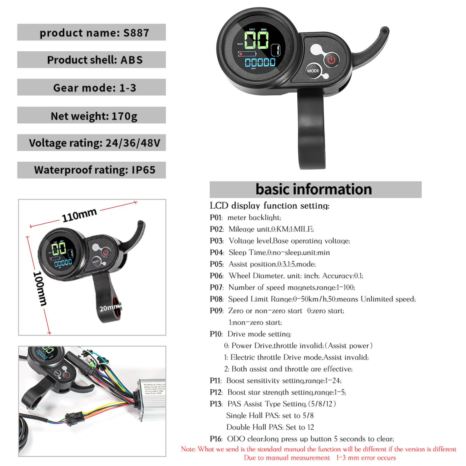CSBST CSBST 24V 36V 48V Electric Scooter Controller Kit 350W Ebike Brushless Motor Controller Ebike Display with Thumb Throttle Electric Scooter Speed Controller Electric Bike Bicycle Controller