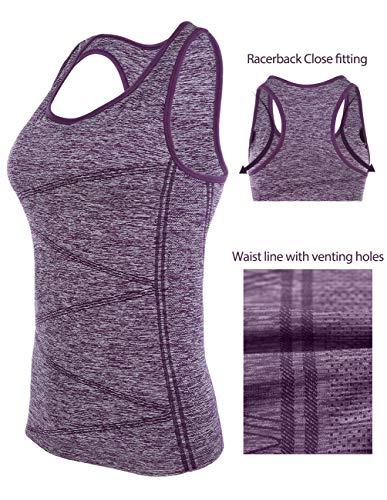 DISBEST Disbest Yoga Tank Top, Women\'s Performance Stretchy Quick Dry Sports Workout Running Top Vest with Removable Pads