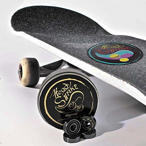 Heady Shake Heady Shake Pro Skateboard Bearings - Fastest Premium 608rs Titanium - Longboard, Skate Board, Kick Scooter, Inline and Roller Skates, 8-Pack