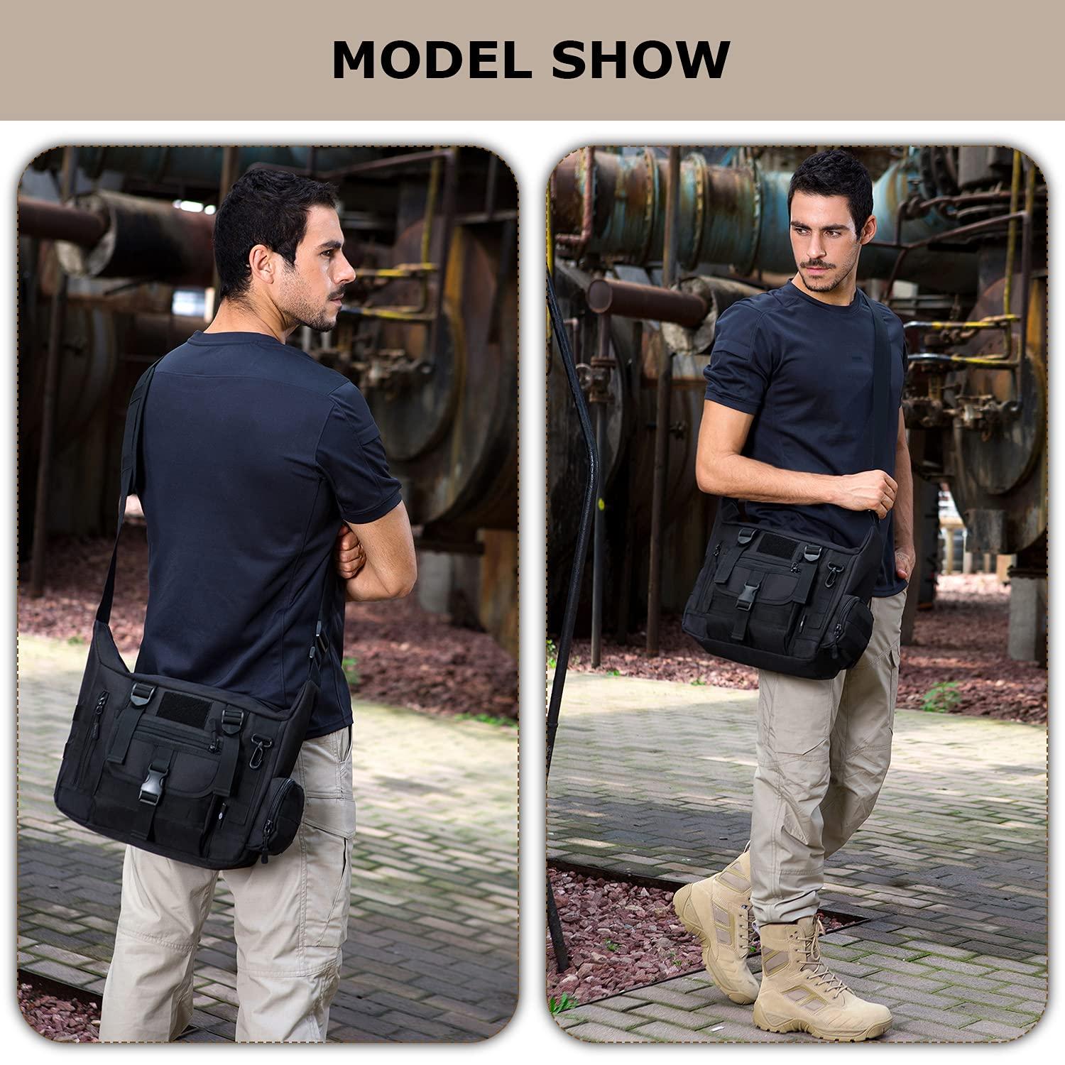SunForMorning SunForMorning Tactical Messenger Bag Military Molle Briefcase Crossbody Shoulder Bags for Working Cycling Hunting Camping, Black Camo