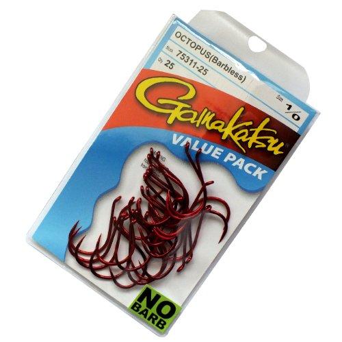 Gamakatsu Gamakatsu Barbless Octopus Hook-Pack Of 25 (Red, 2/0)