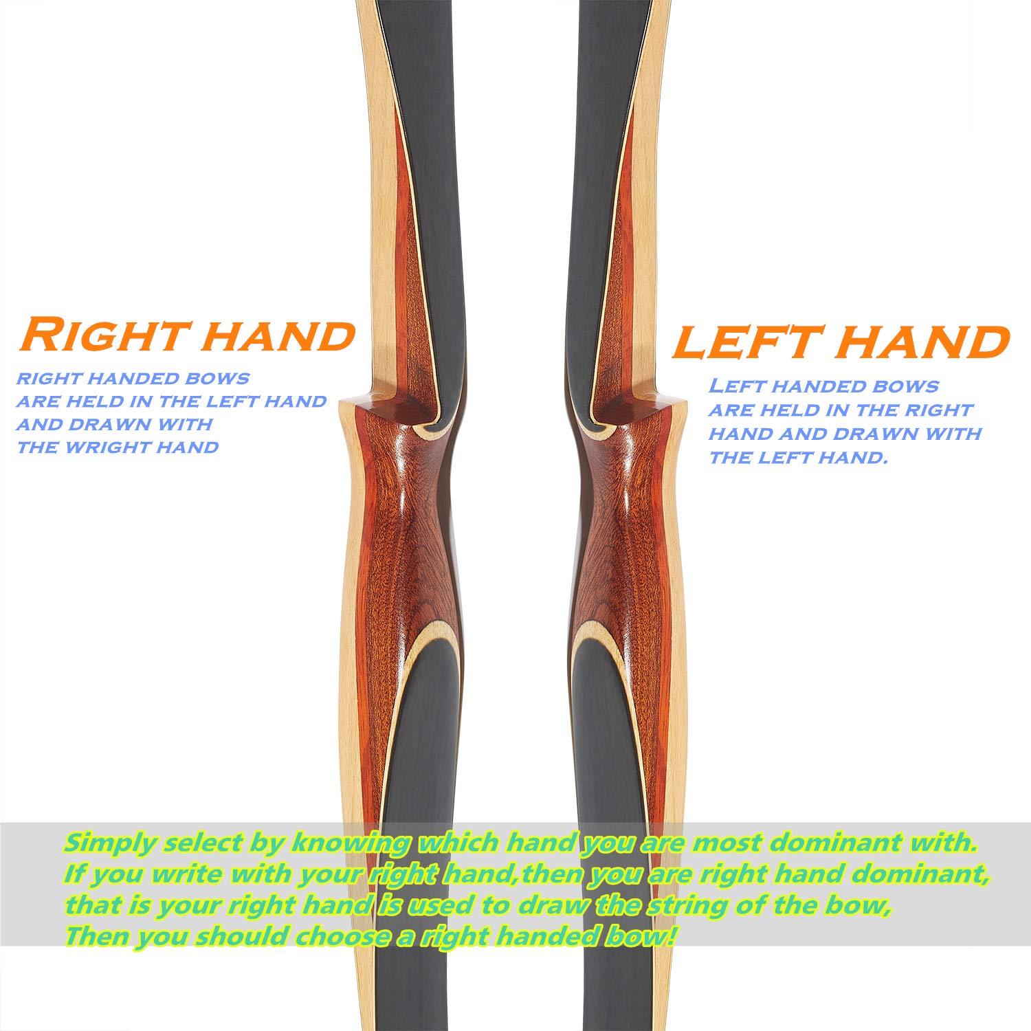 KAINOKAI KAINOKAI 54\" Traditional Laminated Recurve Bow/Archery Amercian Hunting&Target Horse Bow/Longbow Most Arrows fits,15-55 lbs for Kids Teens & Adults