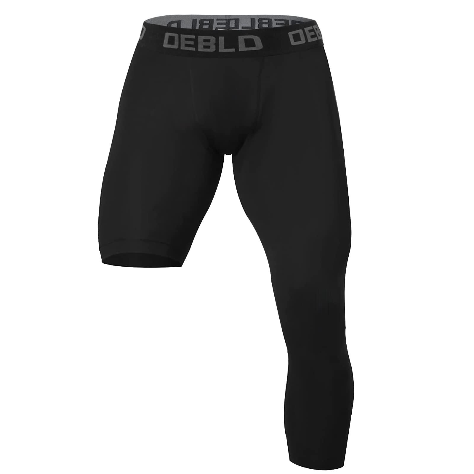 OEBLD OEBLD Single Leg 3/4 Compression Tights, Unisex Sports Compression Pants, One Leg Basketball Leg Sleeves Athletic Workout Leggings Tights, Light and Strenchable