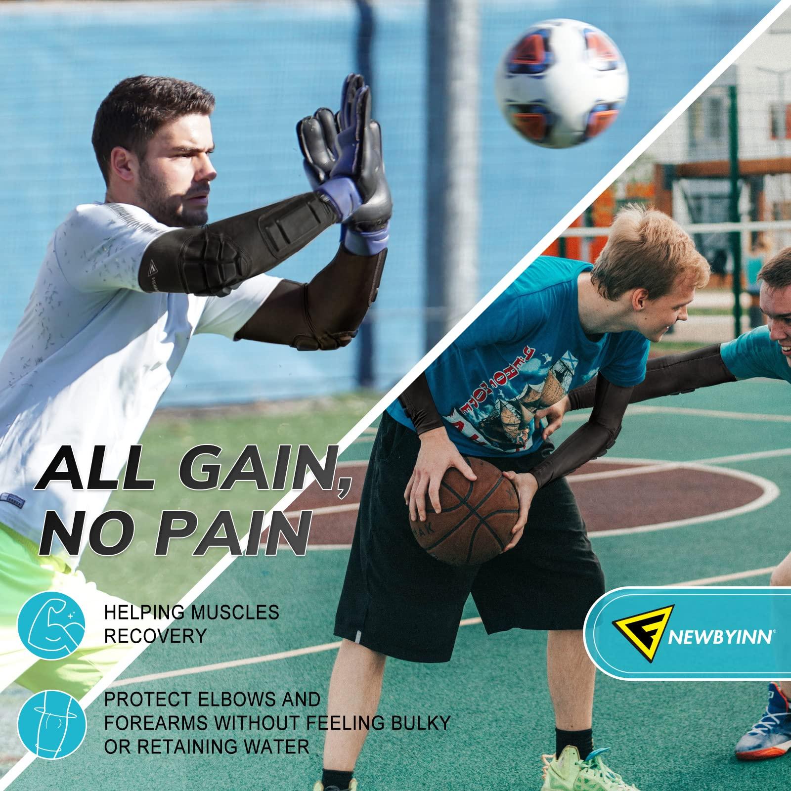 Newbyinn Newbyinn Padded Arm Sleeves 2 Pack, Elbow Forearm Crashproof Pads for Football Basketball Volleyball Soccer