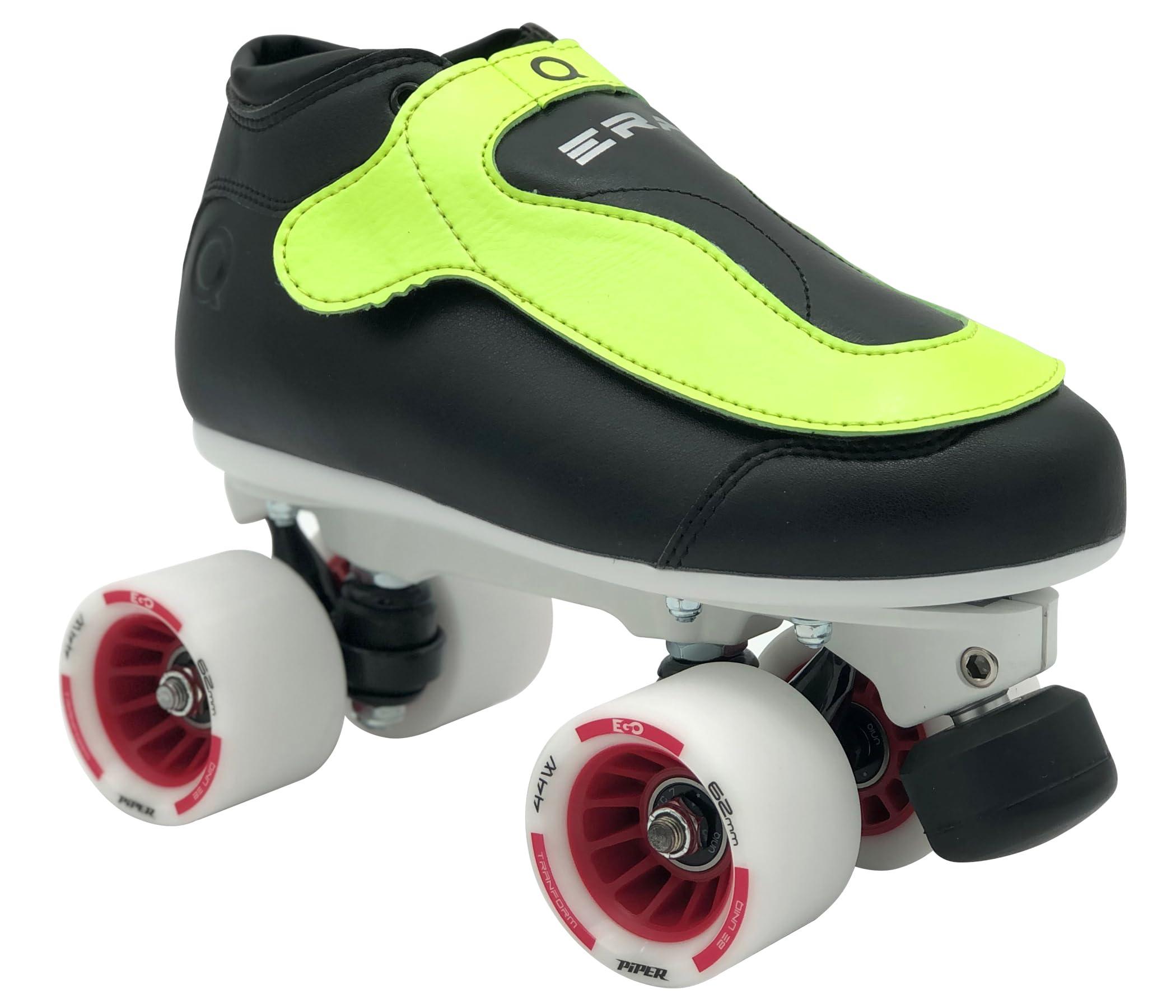 Uniq Skates Uniq Skates Quad Speed Jam Roller Skates - High-Performance Skates - Durable Construction, Cushioned Lining, Lightweight Design - Ideal for Jam Skates Enthusiasts - Size Men 5 / Ladies 6 - black-green