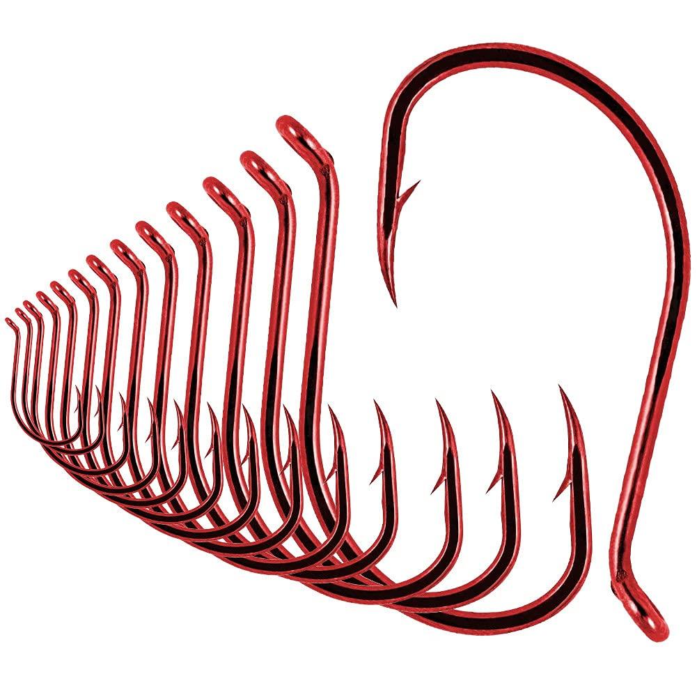 XFISHMAN Octopus-Hook-Fishing-Beak-Circle-Hooks-Freshwater-Red-Black-100-50 Pack (1-Red, 5/0 50-Pack)