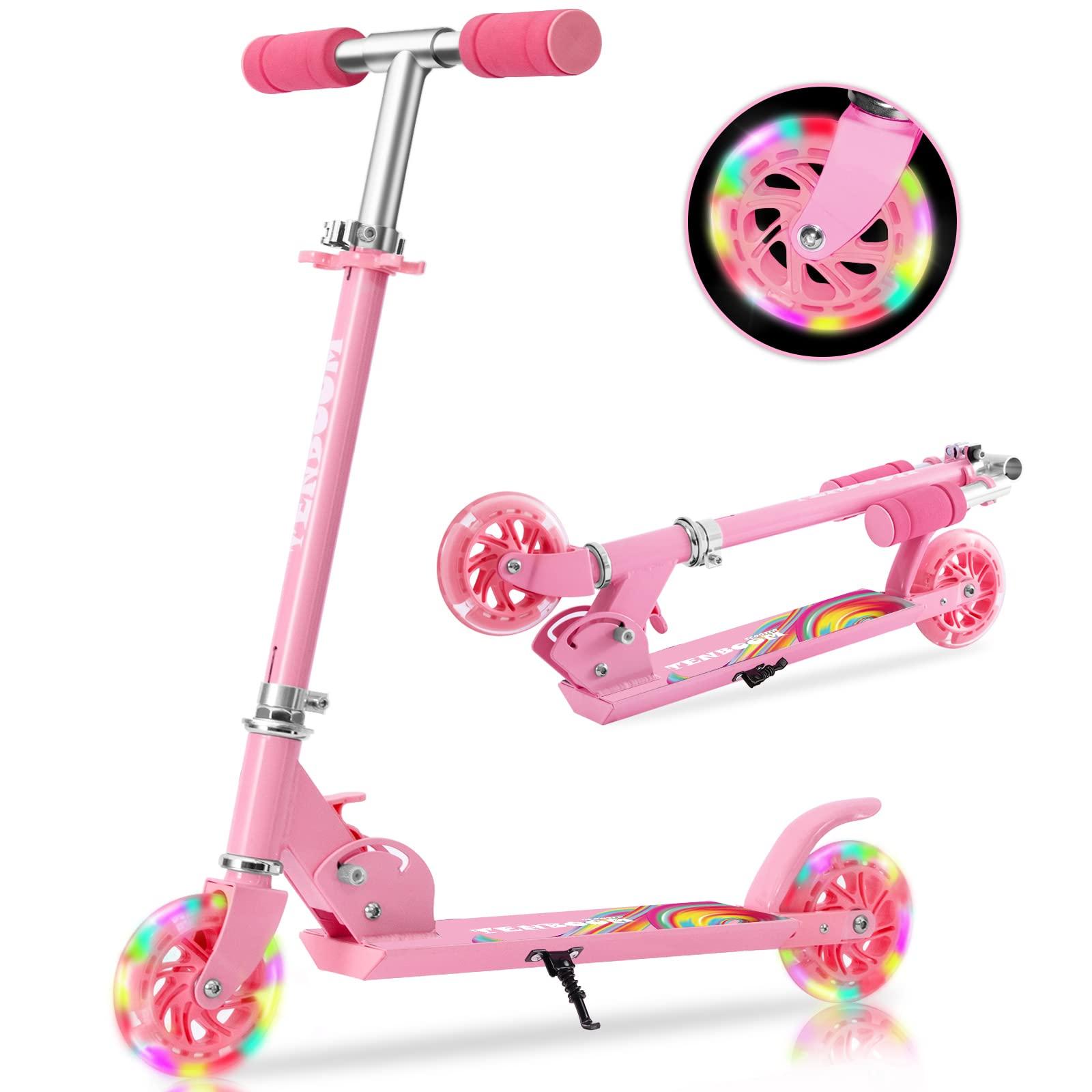 TENBOOM TENBOOM Scooter Toys for Kids Ages 6-12/3-5, Light Up Wheels Christmas Birthday Gifts for Girls Boys, Easy Folding Kids Scooter with 3 Levels Adjustable Handlebar