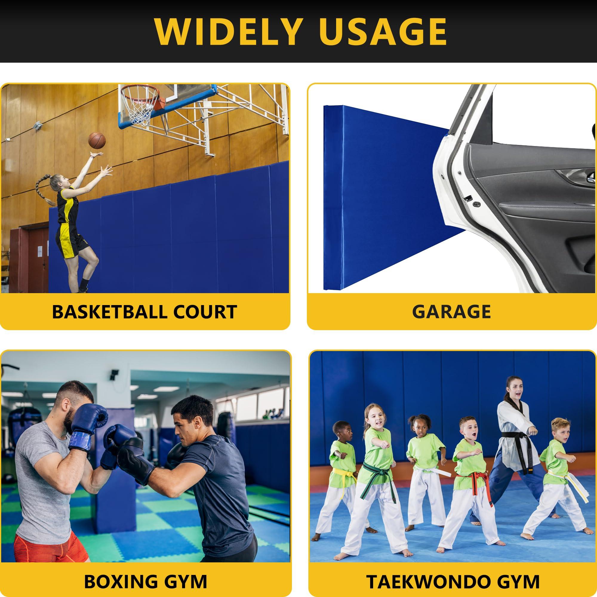 PHENEPUS Gym Wall Padding, Basketball Court Wall Protector, 2" Thick Foam Protective Wall Mat for Wall Mount Basketball Hoops, Garage, Taekwondo - Waterproof & UV-Resistant (Blue, 1 PCS)
