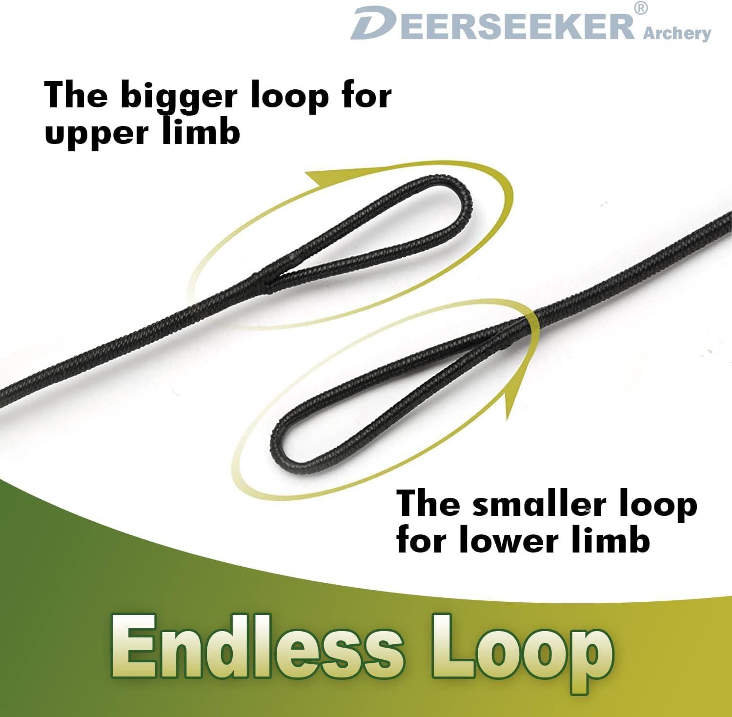 Deerseeker Outdoor Deerseeker Archery Bowstring Set with 2 Nocking Points Dacron Recurve Bow String Replacement 12, 14, 16 Strands for Traditional Longbow Bow Shooting 48-70 inchesGreen, 1pcs