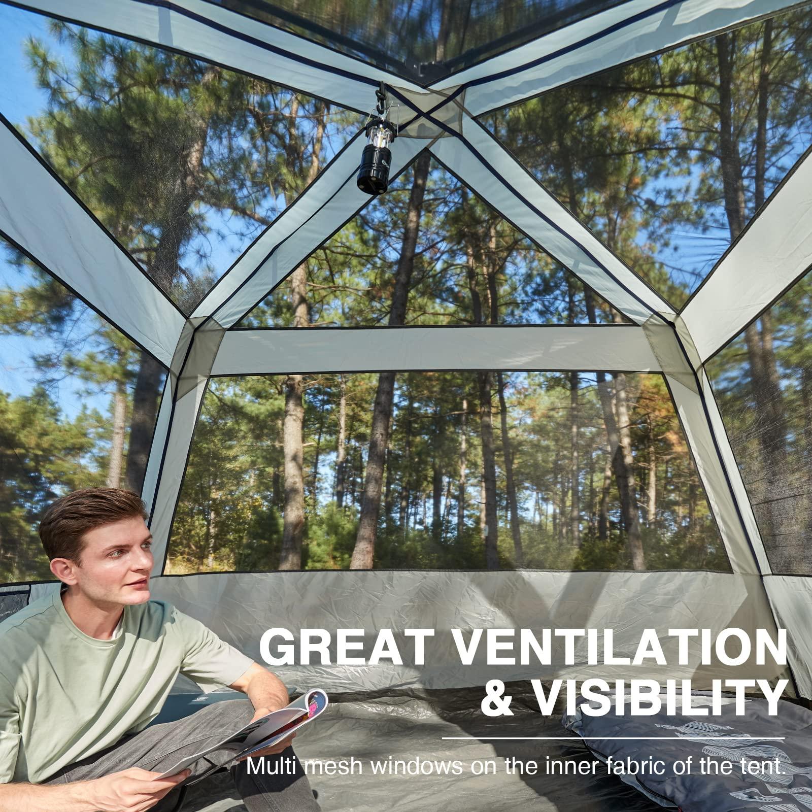 EVER ADVANCED EVER ADVANCED Blackout 6 Person Camping Tent, Instant Cabin Tent for Family with Vestibule and Large Mesh Windows, 60s Easy Setup, Double Layer, Water-Resistant, Blue